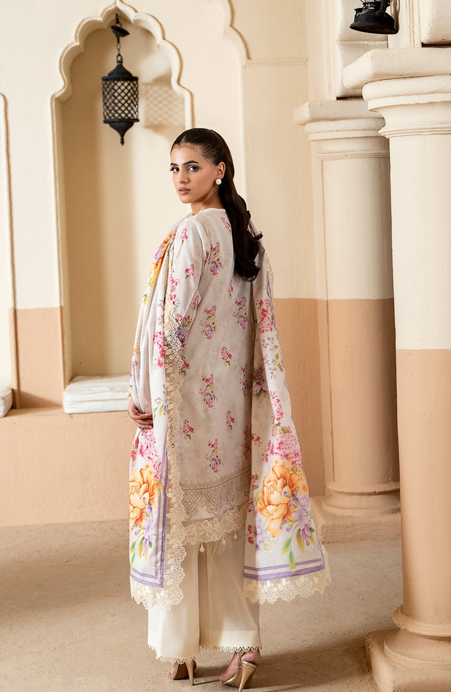 Mausummery Printed Lawn Unstitched 3 Piece Suit - 06 Crystal Aura - MU26TRE - Cream - Summer Collection