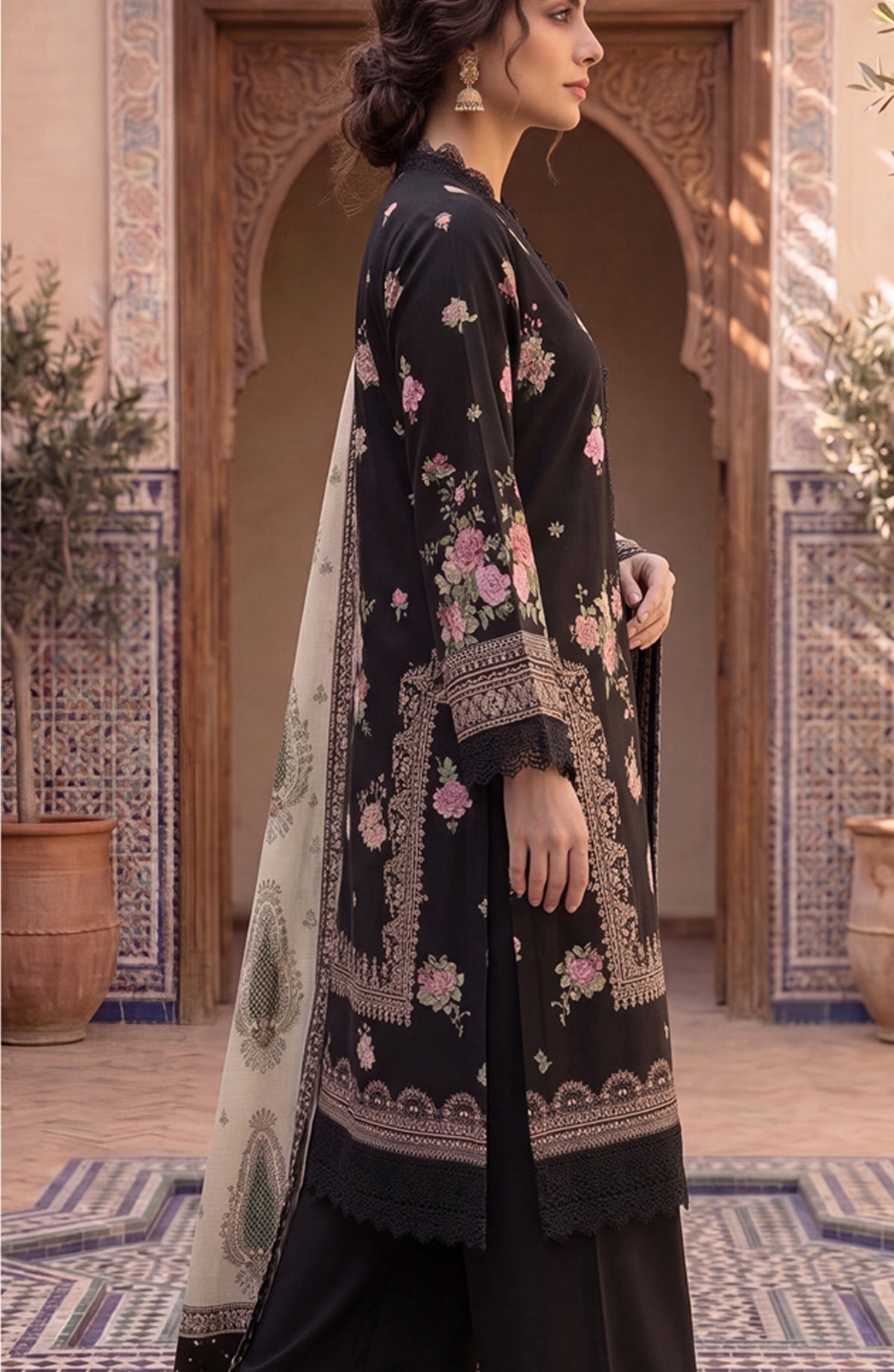 Mausummery Printed Lawn Unstitched 3 Piece Suit - D-10 Zinnia - MU26FRN - Black - Summer Collection