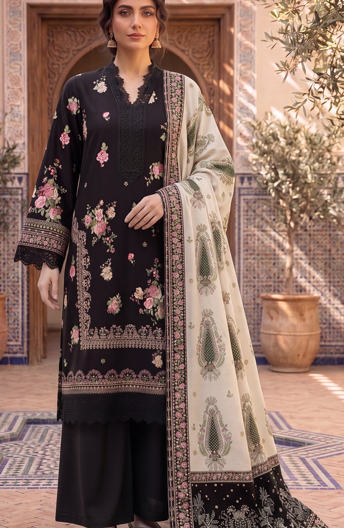 Mausummery Printed Lawn Unstitched 3 Piece Suit - D-10 Zinnia - MU26FRN - Black - Summer Collection