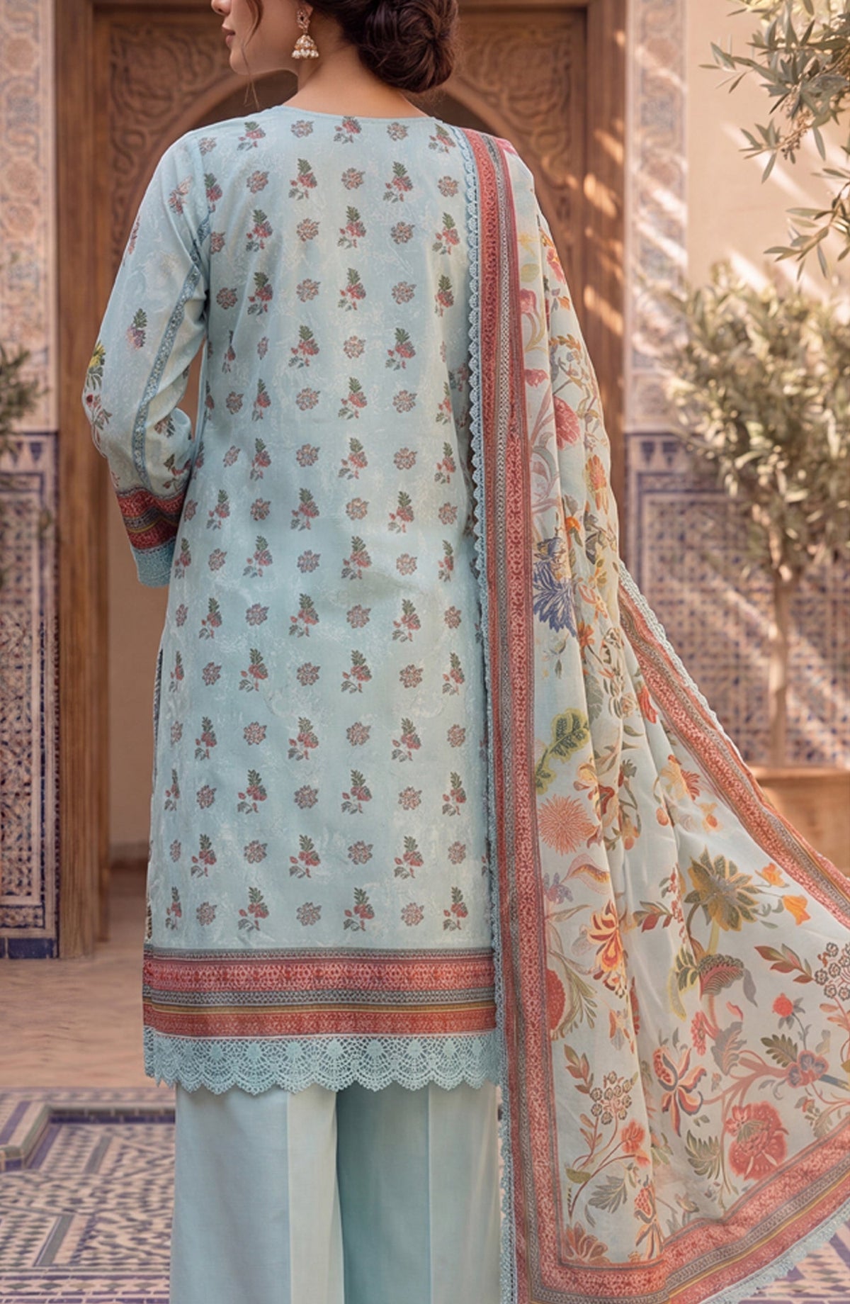Mausummery Printed Lawn Unstitched 3 Piece Suit - D-01 Peony - MU26FRN - Blue - Summer Collection