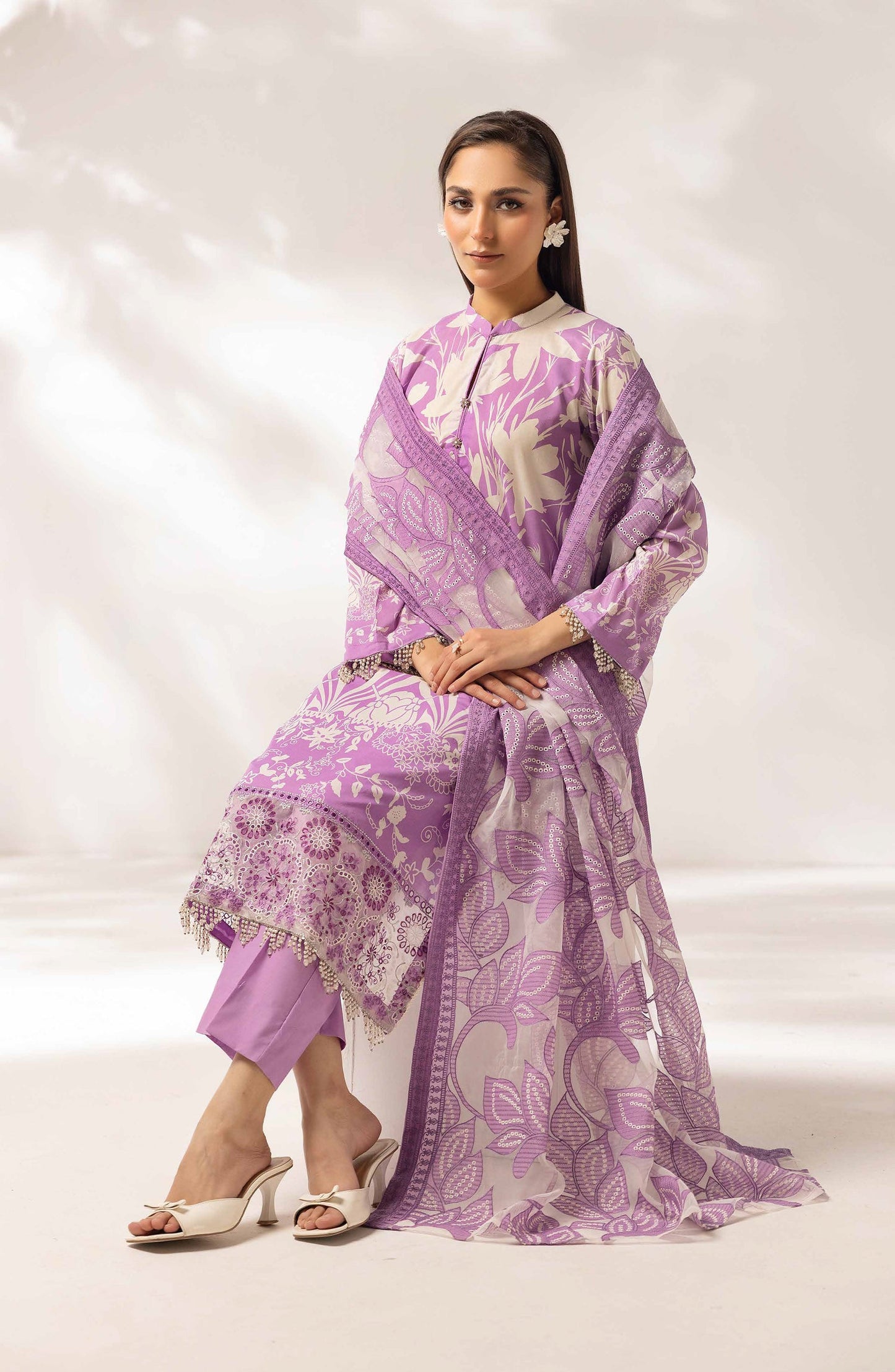Mayanaz by Al Karim Printed & Embroidered Lawn Unstitched 3 Piece Suit - MN-09 - AK26MYN - Purple - Summer Collection