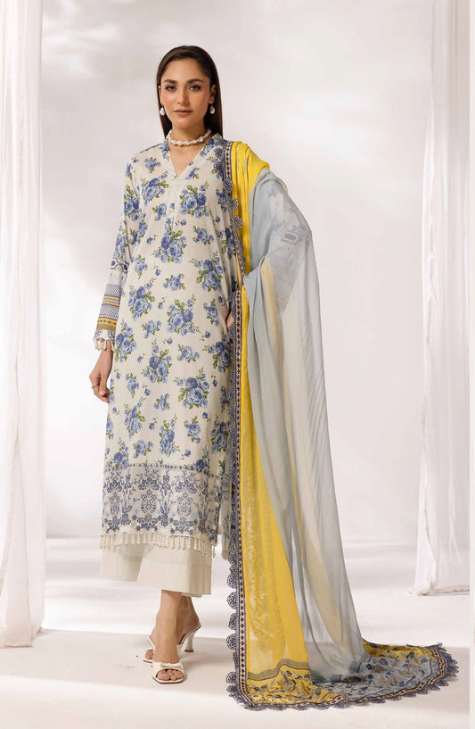 Mayanaz by Printed & Embroidered Lawn Unstitched 3 Piece Suit - MN-08 - AK26MYN - White - Summer Collection