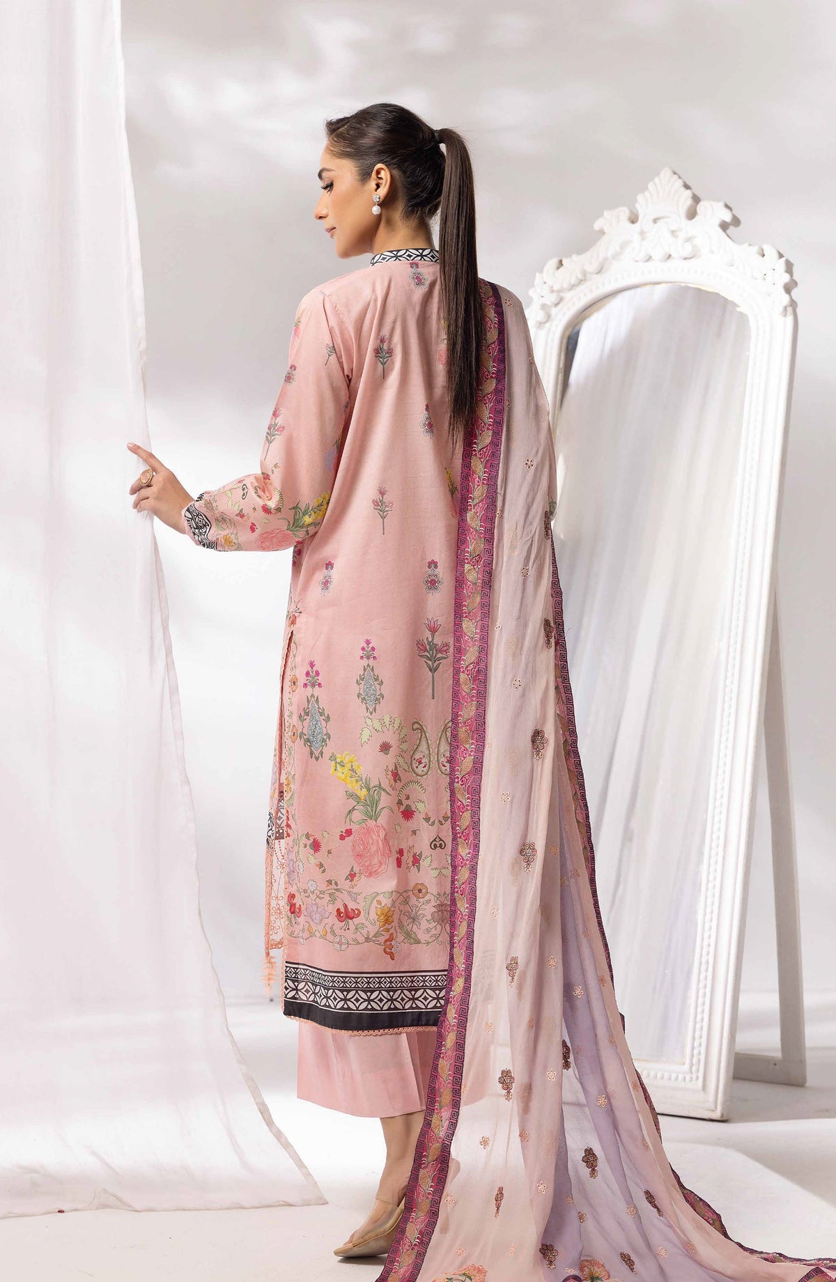 Mayanaz by Printed & Embroidered Lawn Unstitched 3 Piece Suit - MN-07 - AK26MYN - Pink - Summer Collection