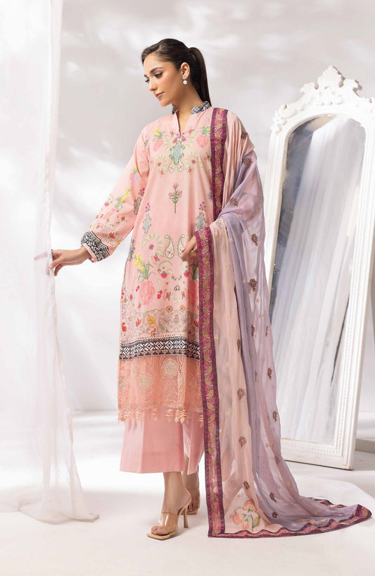 Mayanaz by Printed & Embroidered Lawn Unstitched 3 Piece Suit - MN-07 - AK26MYN - Pink - Summer Collection