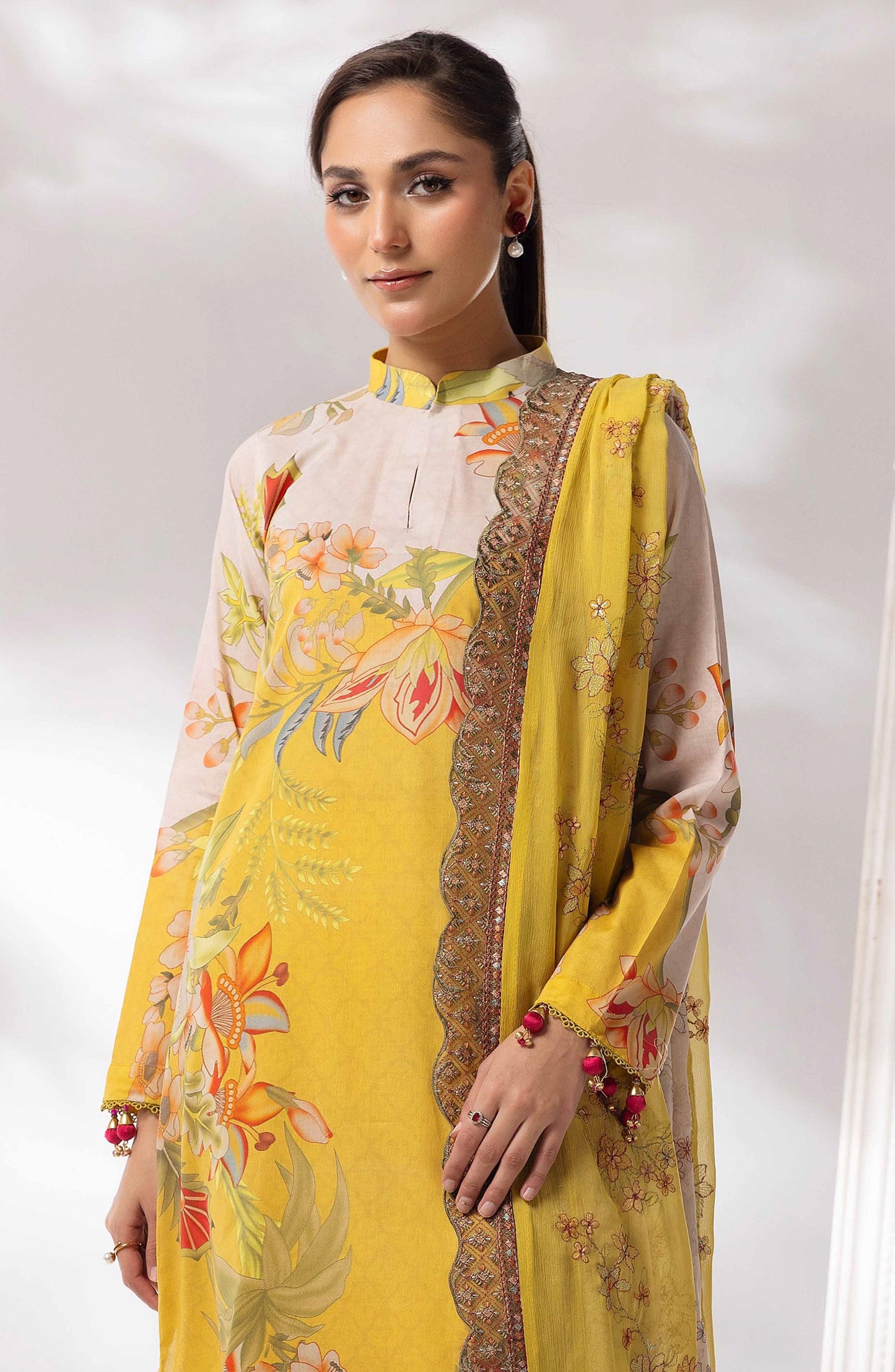Mayanaz by Al Karim Printed & Embroidered Lawn Unstitched 3 Piece Suit - MN-04 - AK26MYN - Yellow - Summer Collection