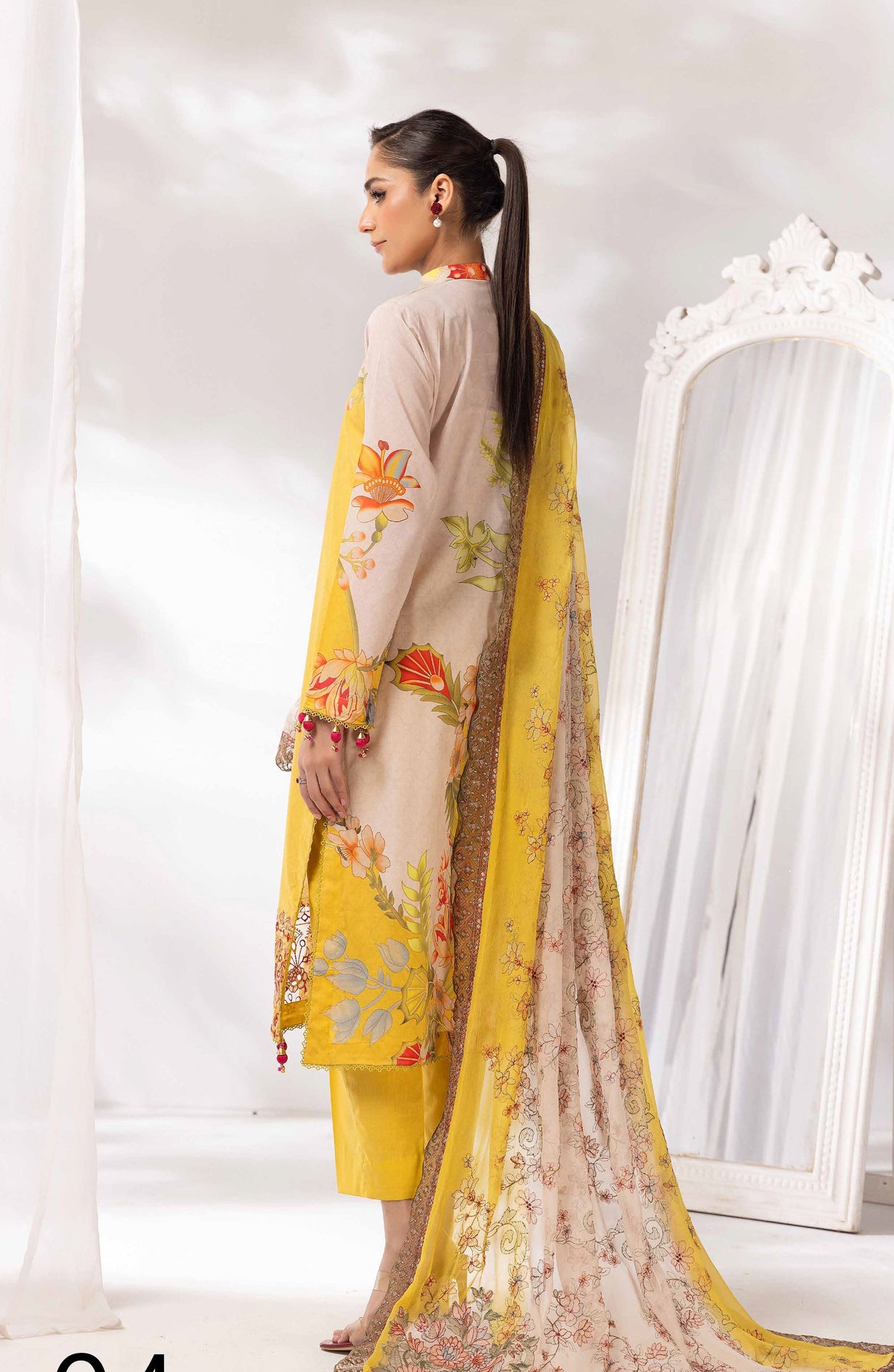 Mayanaz by Al Karim Printed & Embroidered Lawn Unstitched 3 Piece Suit - MN-04 - AK26MYN - Yellow - Summer Collection