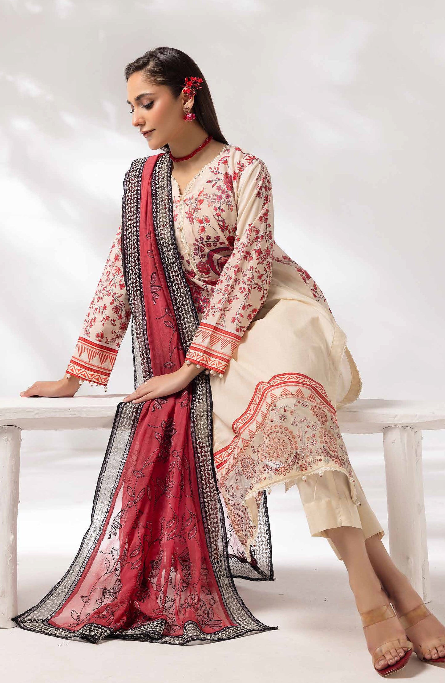 Mayanaz by Printed & Embroidered Lawn Unstitched 3 Piece Suit - MN-03 - AK26MYN - Fawn - Summer Collection