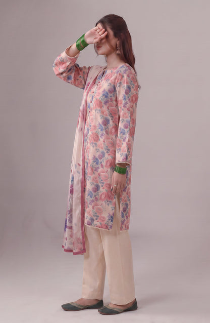 Me & She ki Dosti by Amna Khadija Printed Lawn Stitched 3 Piece Suit - AKMS-06 - AM26DST - Pink - Summer Collection