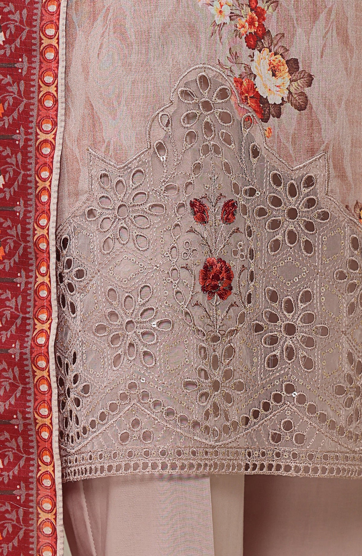 Meenakari by HZ Textiles Embroidered Shamray Cotton Unstitched 3 Piece Suit - MSC-907 - HZ26MEEN - Pink - Mid Summer Collection