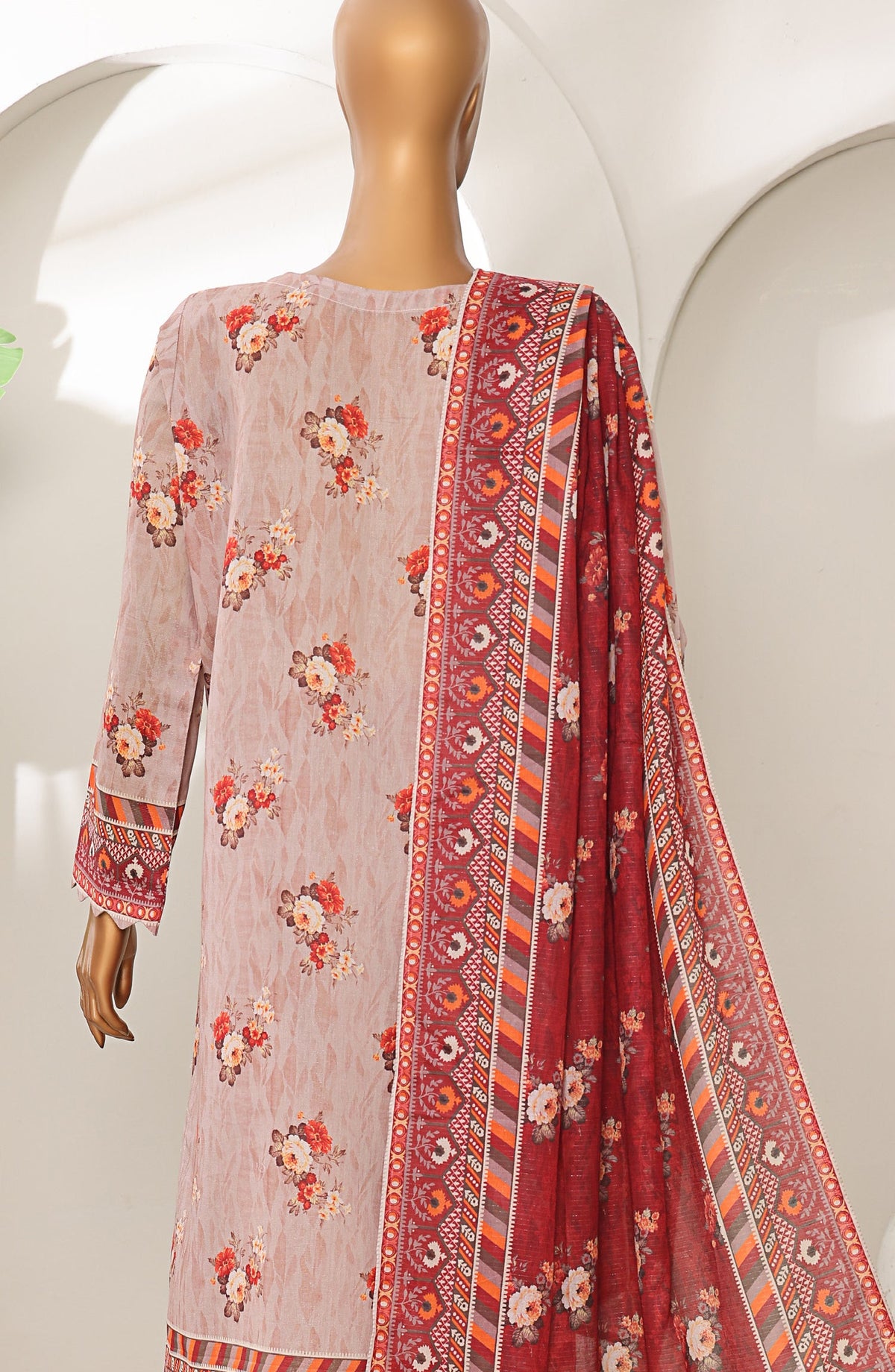 Meenakari by HZ Textiles Embroidered Shamray Cotton Unstitched 3 Piece Suit - MSC-907 - HZ26MEEN - Pink - Mid Summer Collection