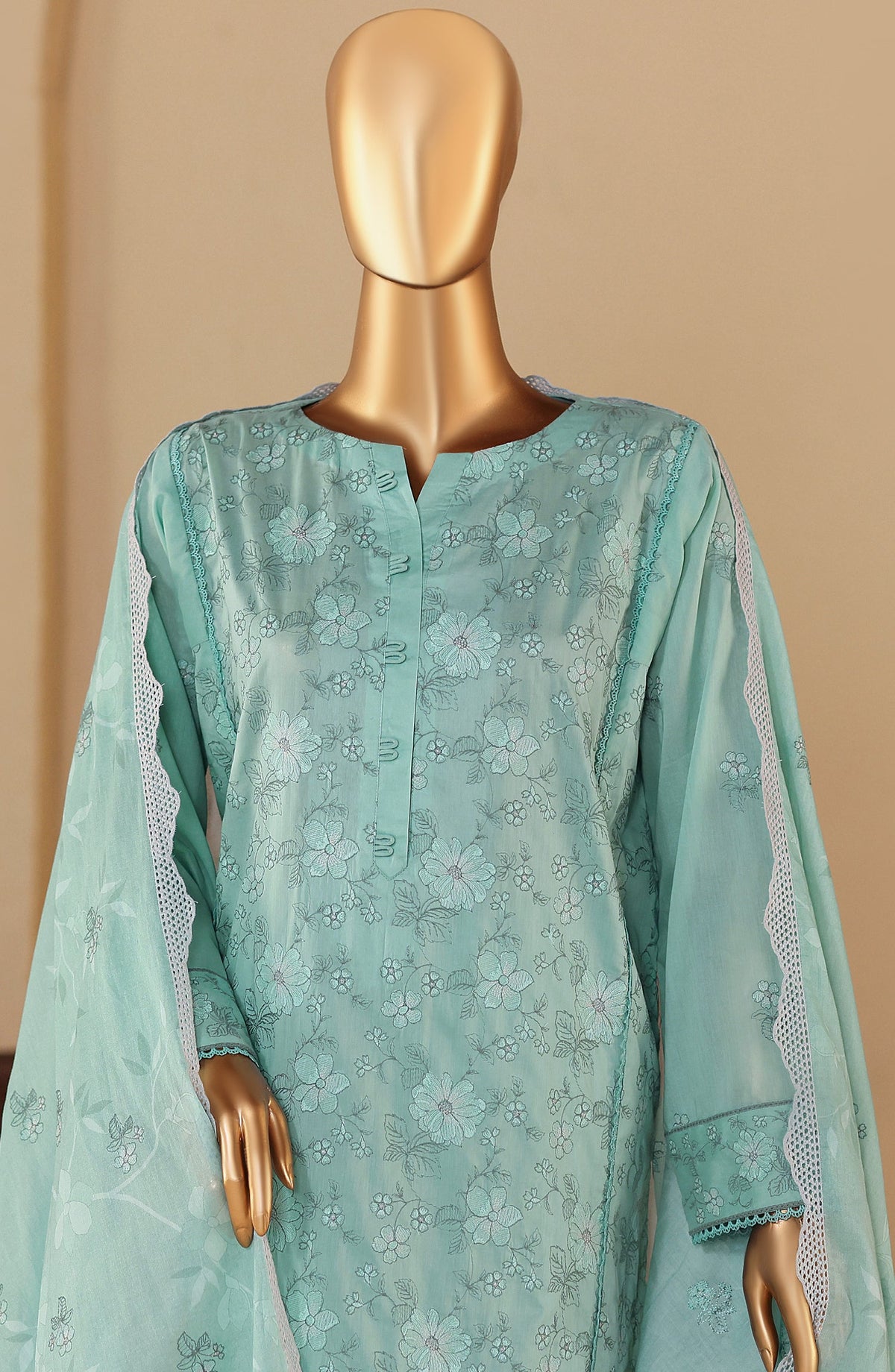 Meeras by HZ Textile Embroidered Lawn Unstitched 3 Piece Suit - D-09 - HZ26MERS - Blue - Summer Collection