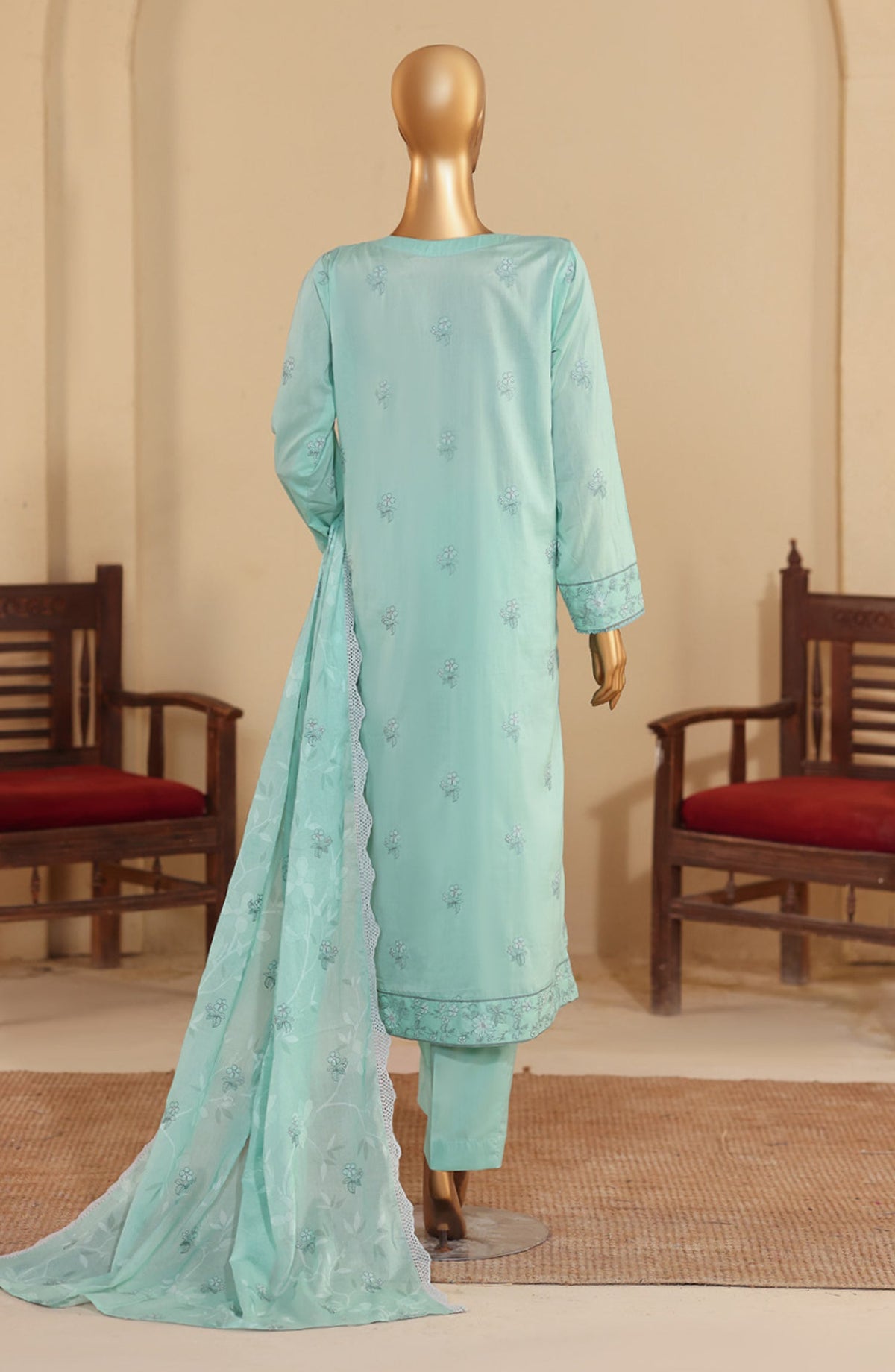 Meeras by HZ Textile Embroidered Lawn Unstitched 3 Piece Suit - D-09 - HZ26MERS - Blue - Summer Collection