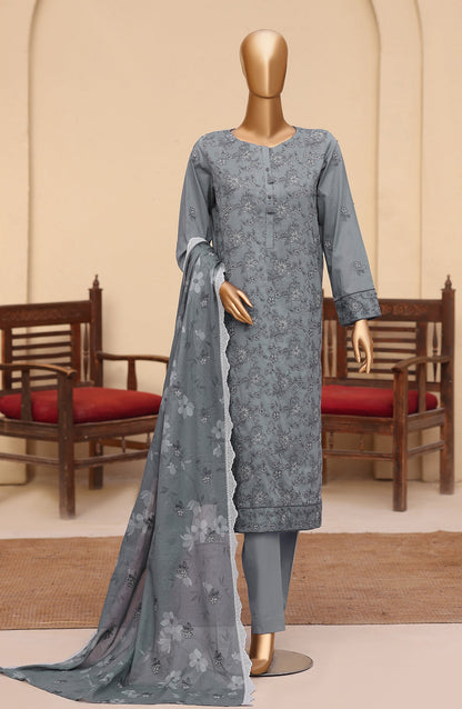 Meeras by HZ Textile Embroidered Lawn Unstitched 3 Piece Suit - D-06 - HZ26MERS - Grey - Summer Collection