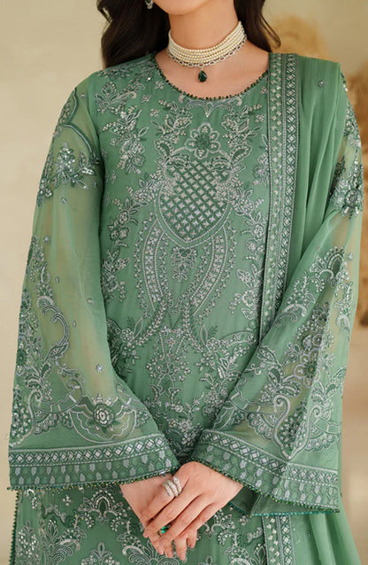 Meesa by Zarif Exclusive Embroidered Chiffon Unstitched 3 Piece Suit - Jiroon - ZRF25MSA - Green - Luxury Formals Collection