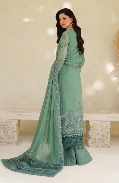 Meesa by Zarif Exclusive Embroidered Chiffon Unstitched 3 Piece Suit - Jiroon - ZRF25MSA - Green - Luxury Formals Collection