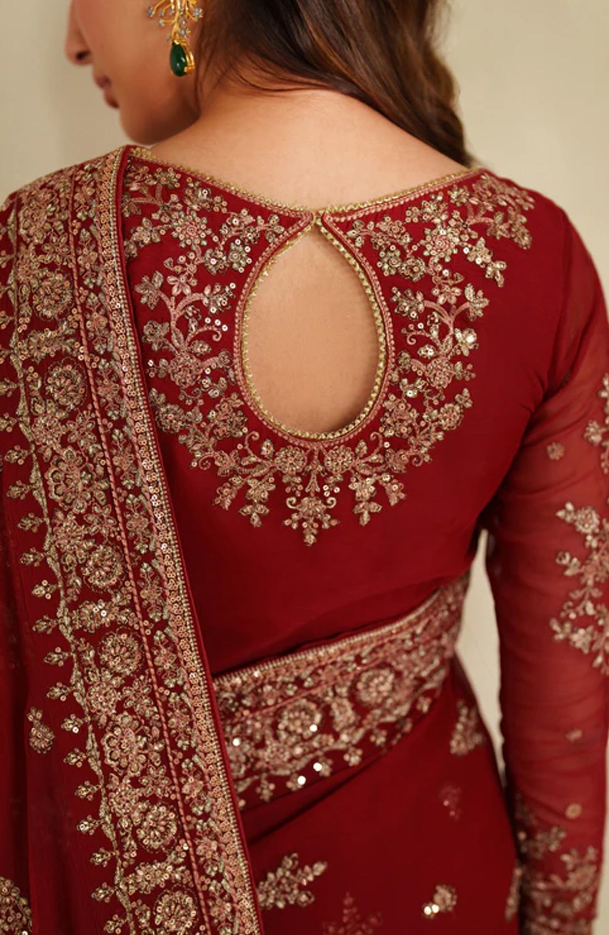 Meesa by Zarif Exclusive Embroidered Chiffon Unstitched 3 Piece Suit - Sumrah - ZRF25MSA - Red - Luxury Formals Collection