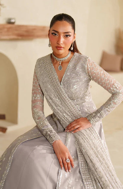 Meesa by Zarif Exclusive Embroidered Net Unstitched 3 Piece Suit - Lemha - ZRF25MSA - Plum - Luxury Formals Collection