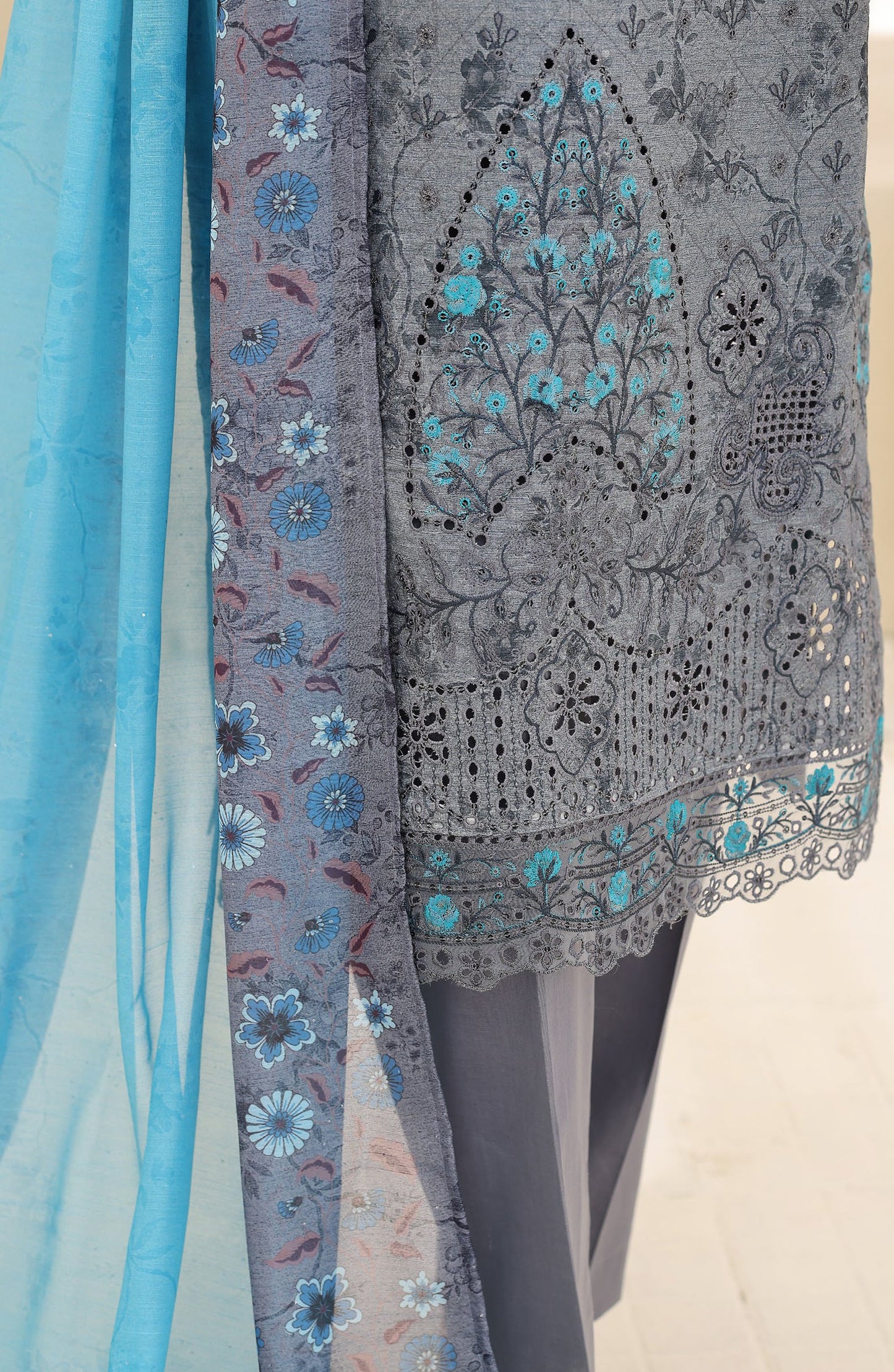 Mehak by HZ Embroidered Lawn Unstitched 3 Piece Suit - D-03 - HZ26MKI - Blue - Summer Collection