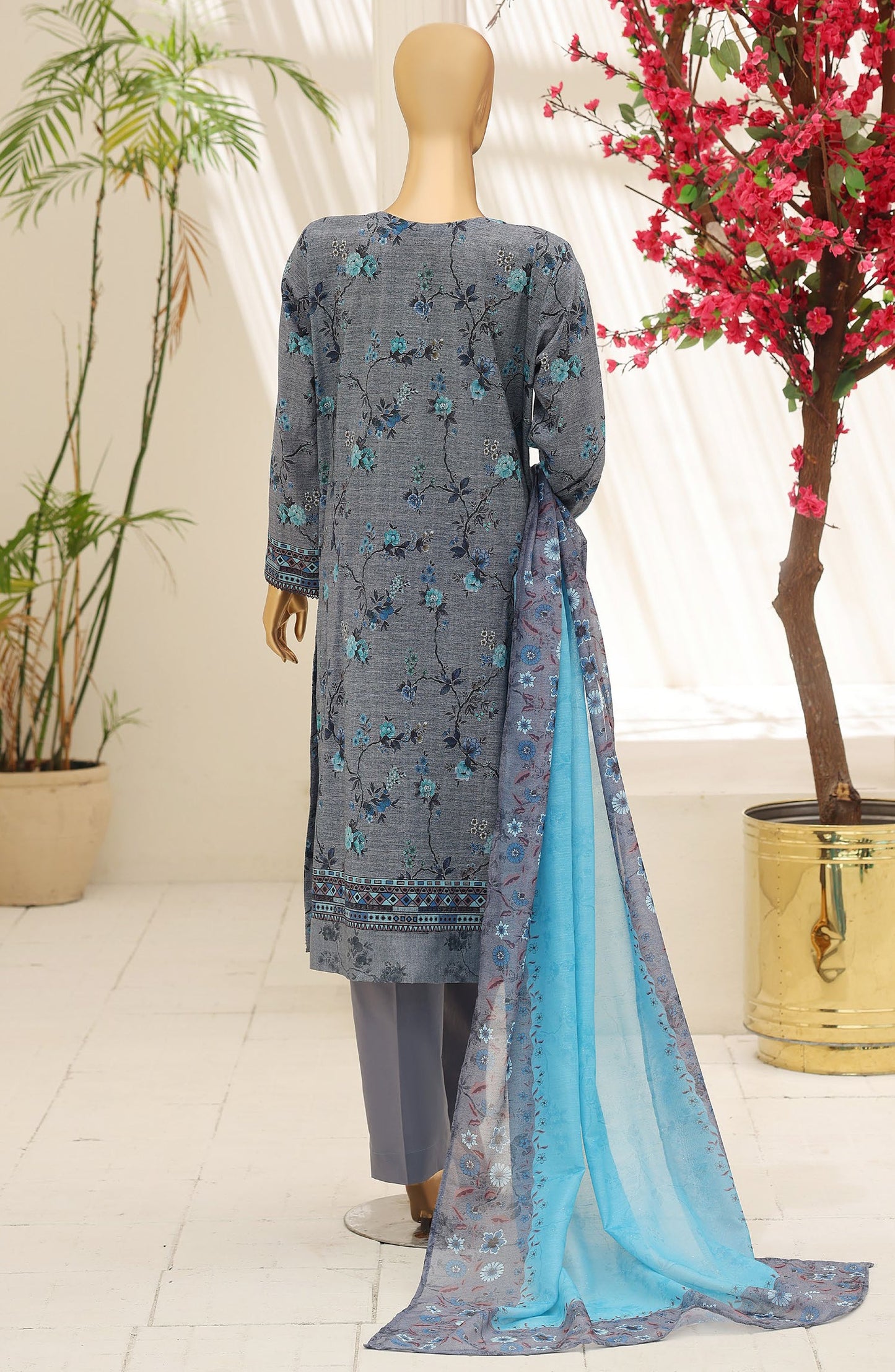 Mehak by HZ Embroidered Lawn Unstitched 3 Piece Suit - D-03 - HZ26MKI - Blue - Summer Collection