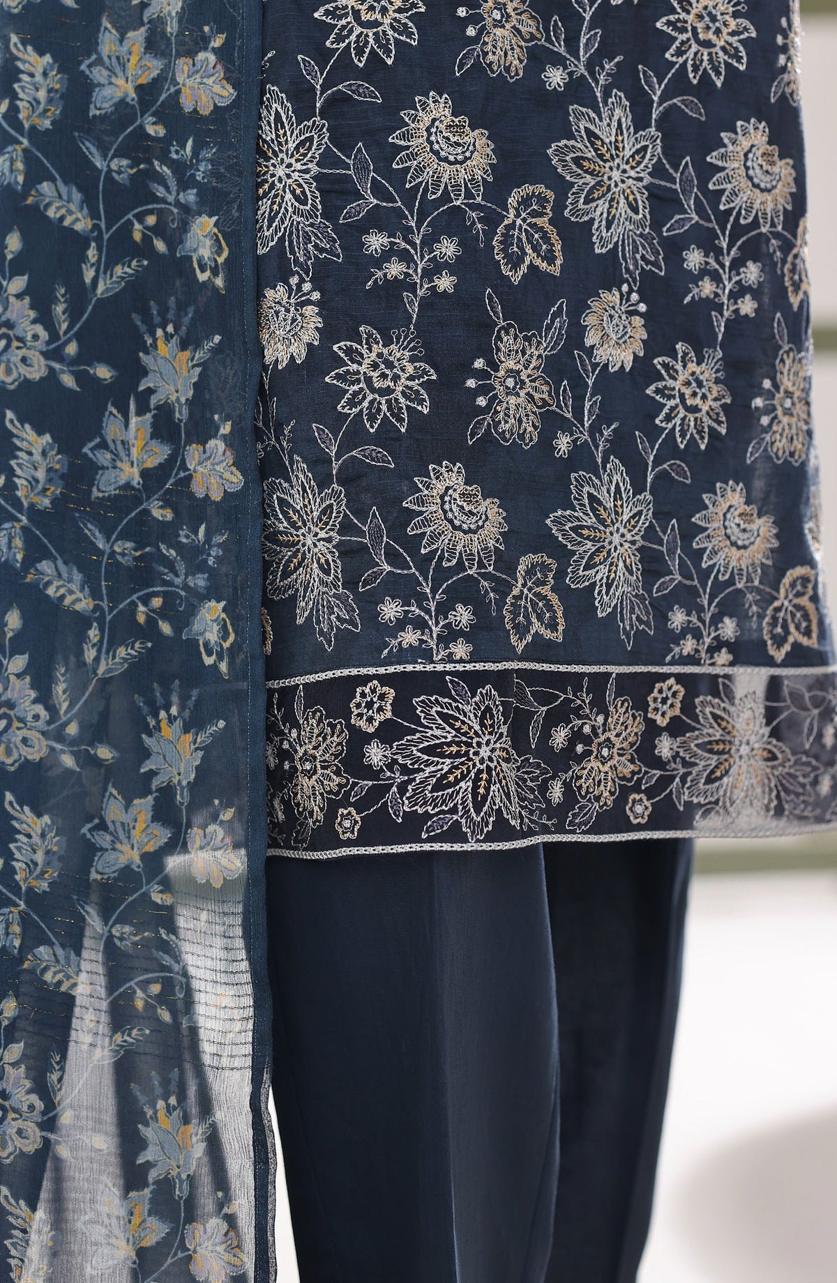 Mehak by HZ Textile Embroidered Lawn Unstitched 3 Piece Suit - D-07 - HZ26MBR - Blue - Summer Collection