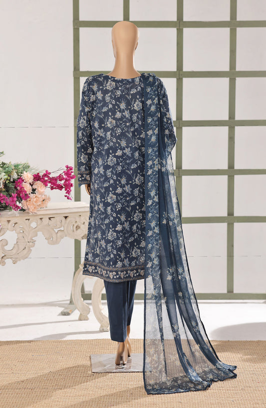 Mehak by HZ Textile Embroidered Lawn Unstitched 3 Piece Suit - D-07 - HZ26MBR - Blue - Summer Collection
