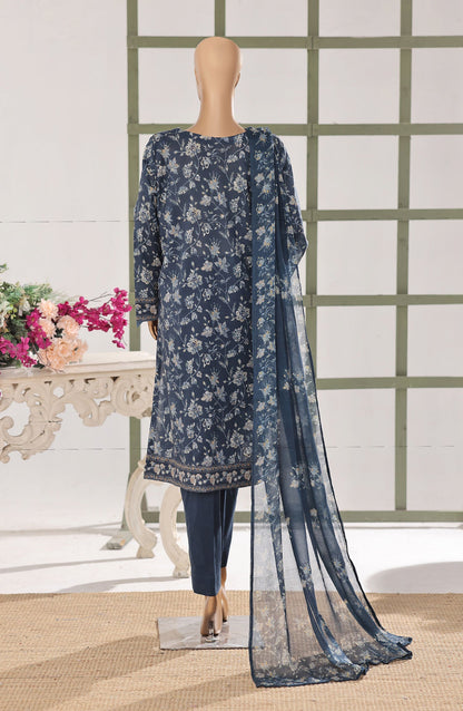 Mehak by HZ Textile Embroidered Lawn Unstitched 3 Piece Suit - D-07 - HZ26MBR - Blue - Summer Collection