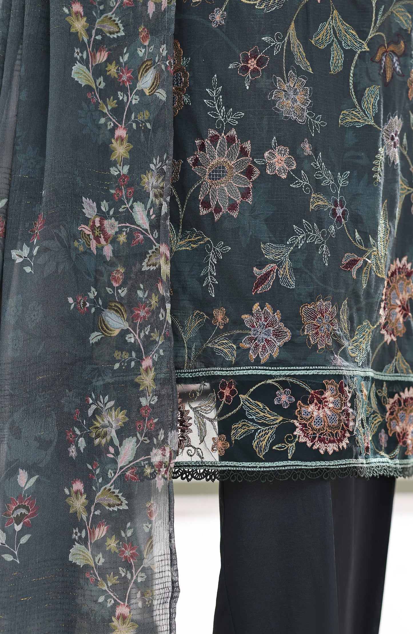 Mehak by HZ Textile Embroidered Lawn Unstitched 3 Piece Suit - D-03 - HZ26MBR - Teal - Summer Collection