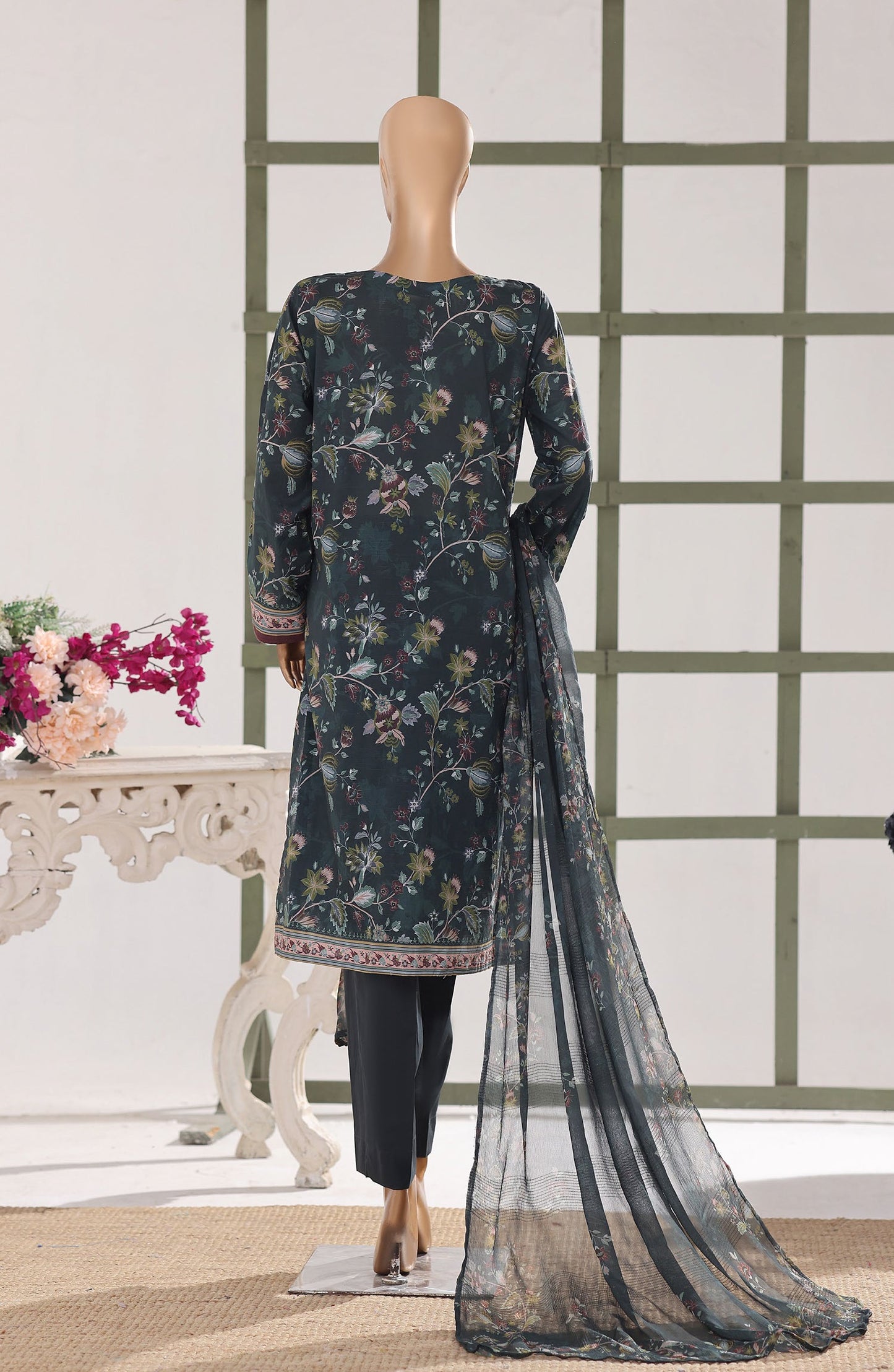 Mehak by HZ Textile Embroidered Lawn Unstitched 3 Piece Suit - D-03 - HZ26MBR - Teal - Summer Collection
