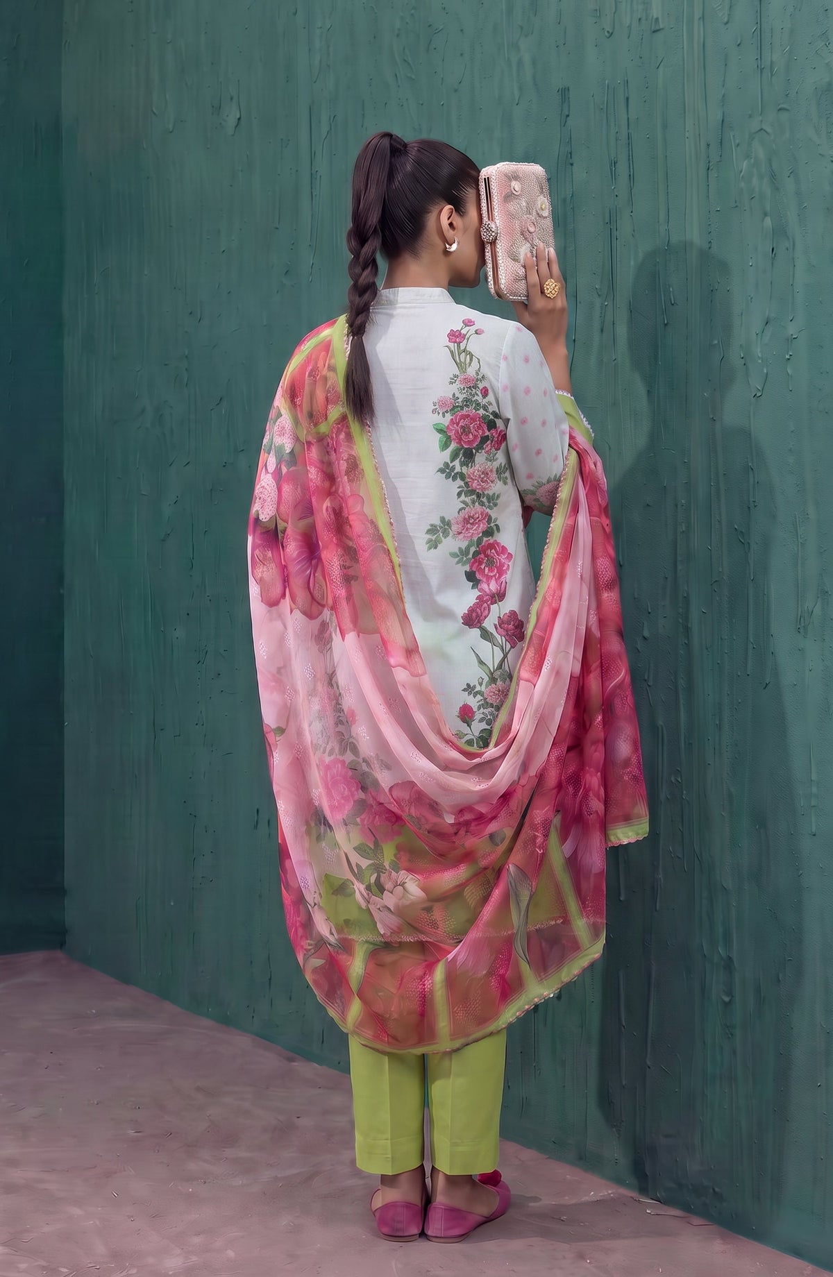 Mehar by Amna Khadija Embroidered Cotton Stitched 3 Piece Suit - AKM-02 - AM26MHER - Green - Summer Collection