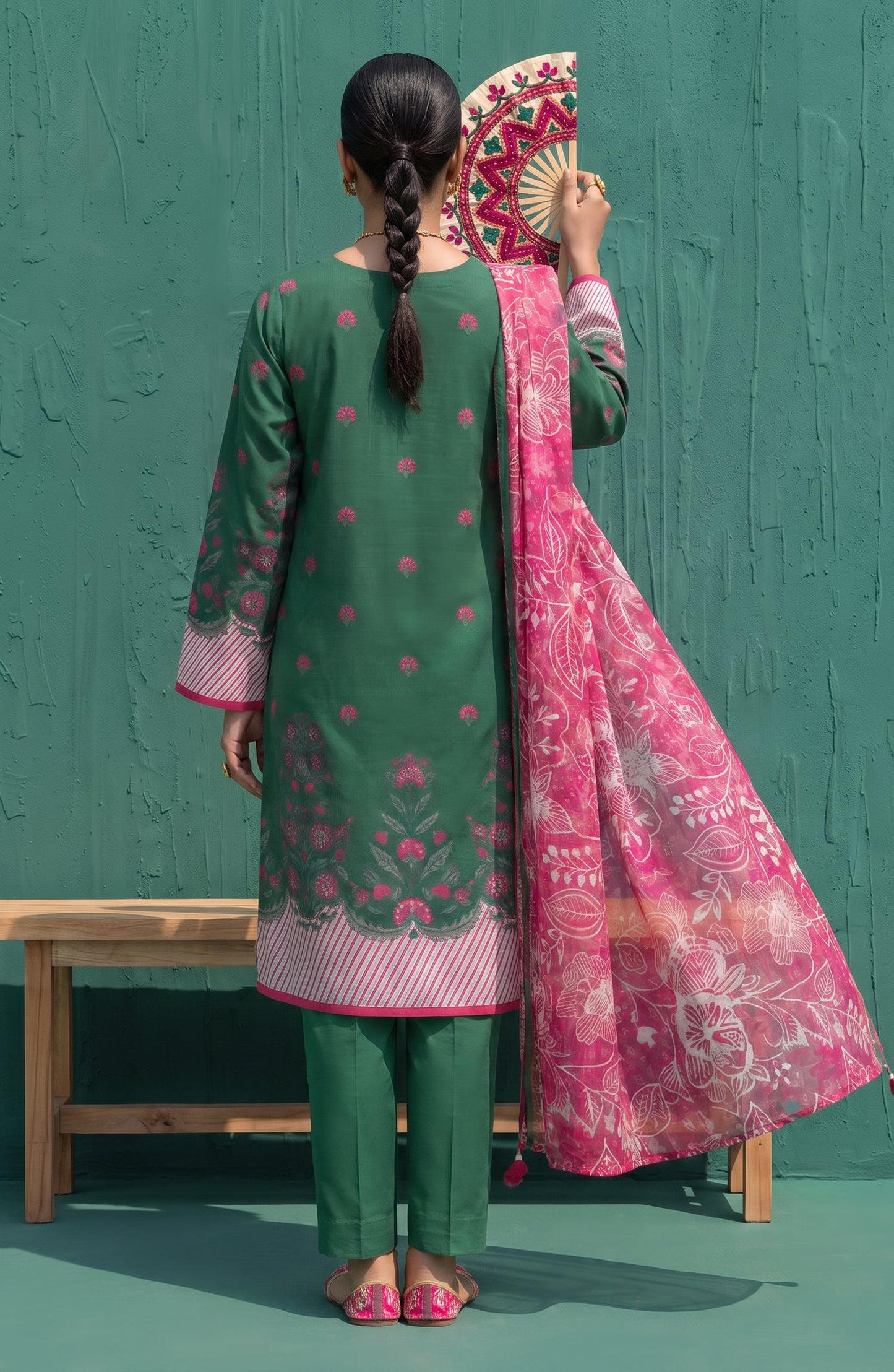 Mehar by Amna Khadija Embroidered Cotton Stitched 3 Piece Suit - AKM-03 - AM26MHER - Green - Summer Collection