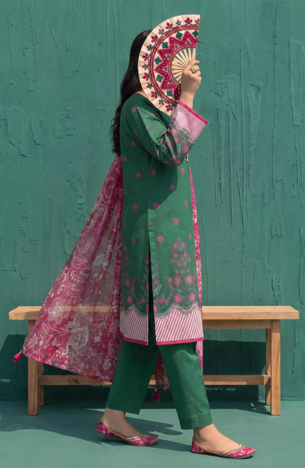Mehar by Amna Khadija Embroidered Cotton Stitched 3 Piece Suit - AKM-03 - AM26MHER - Green - Summer Collection
