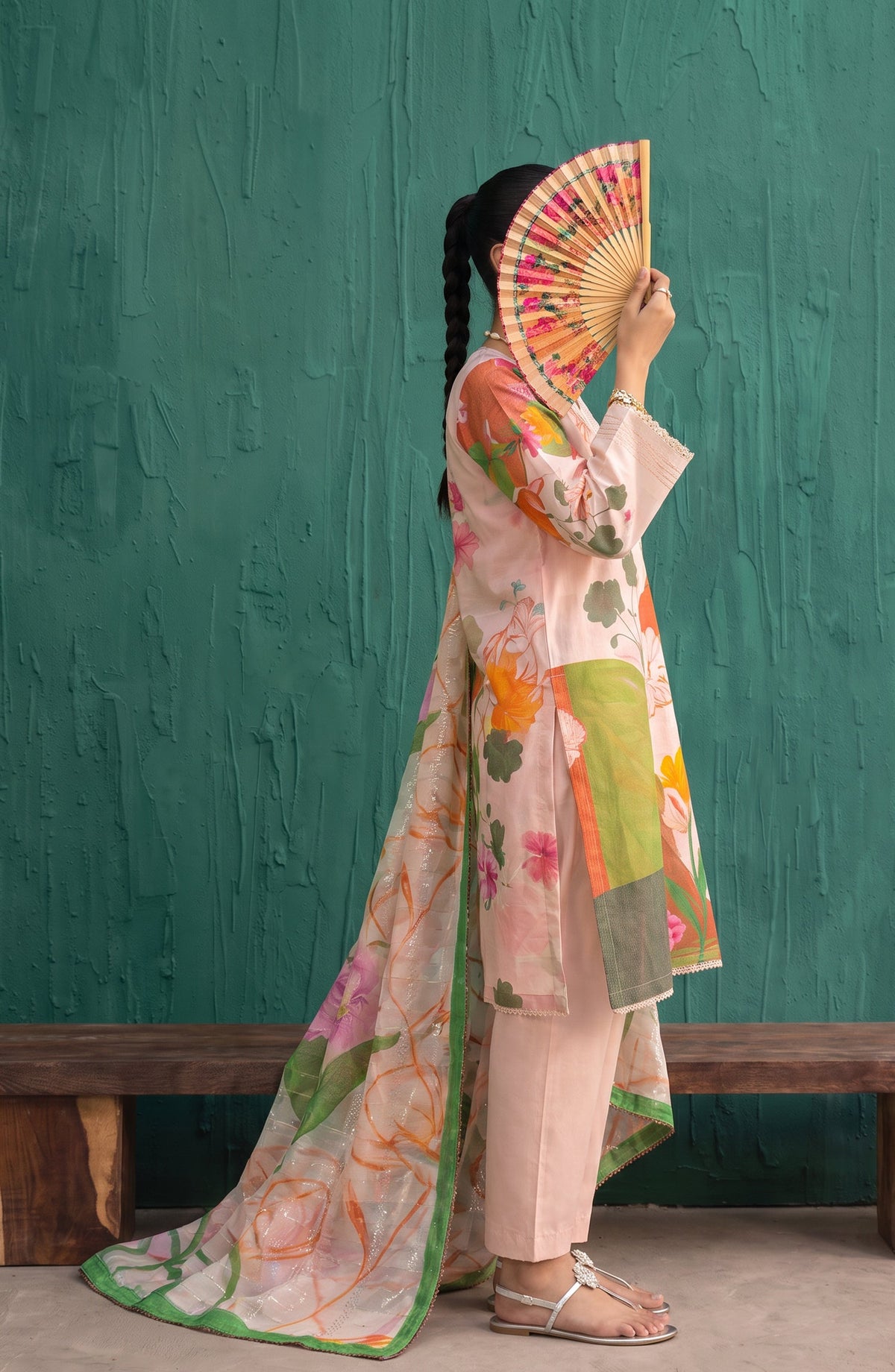 Mehar by Amna Khadija Embroidered Cotton Stitched 3 Piece Suit - AKM-04 - AM26MHER - Peach - Summer Collection