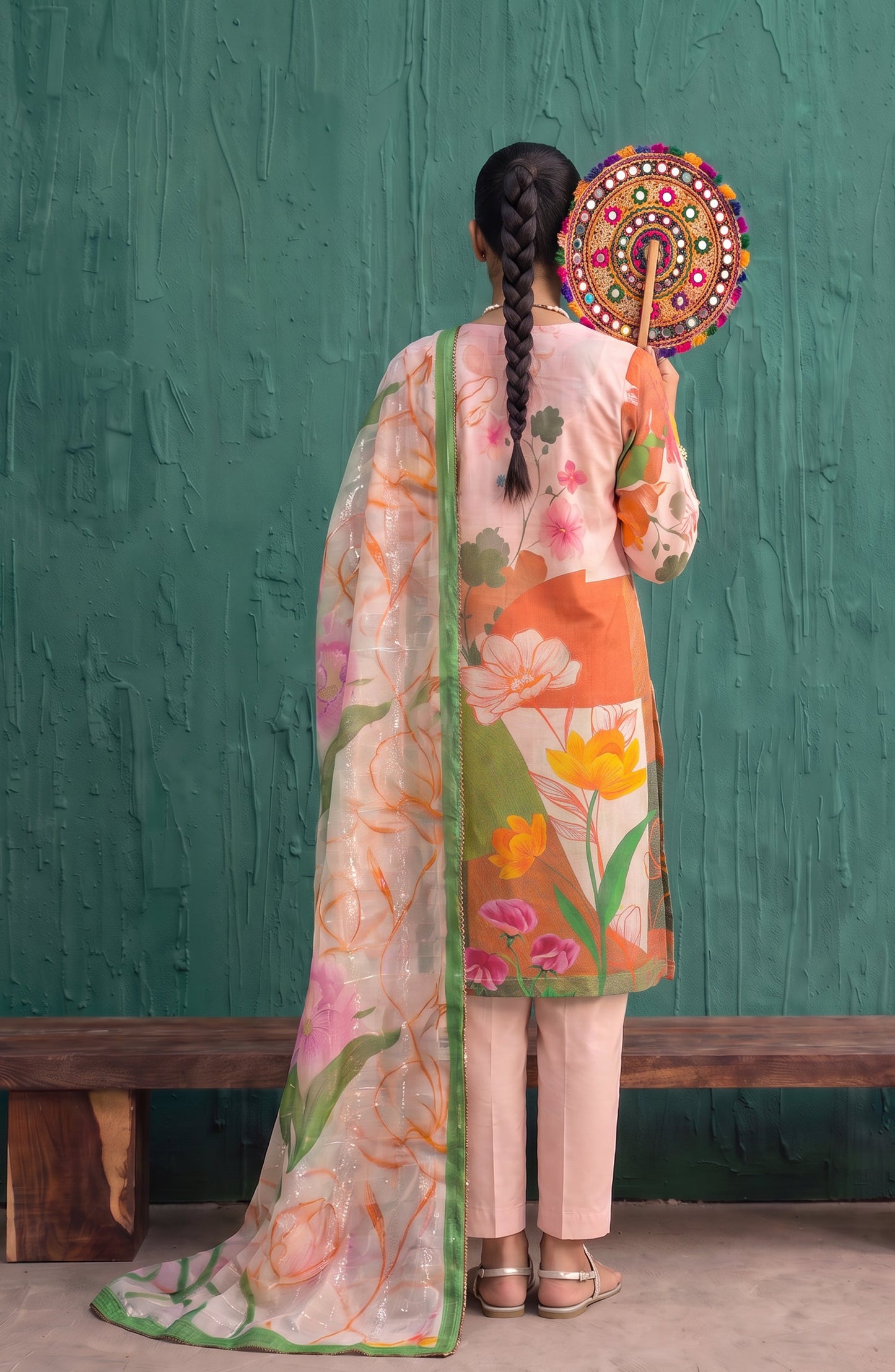 Mehar by Amna Khadija Embroidered Cotton Stitched 3 Piece Suit - AKM-04 - AM26MHER - Peach - Summer Collection