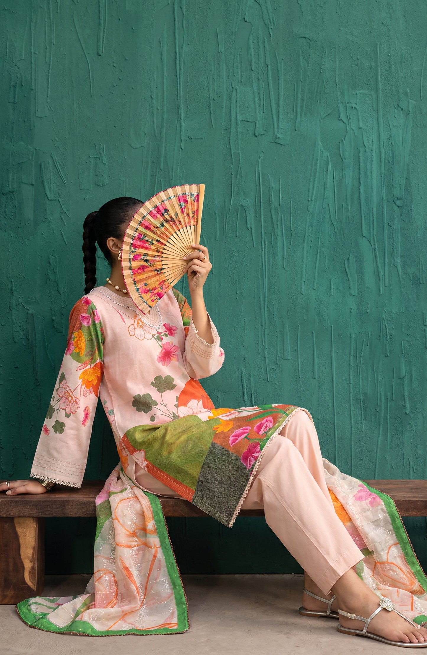 Mehar by Amna Khadija Embroidered Cotton Stitched 3 Piece Suit - AKM-04 - AM26MHER - Peach - Summer Collection