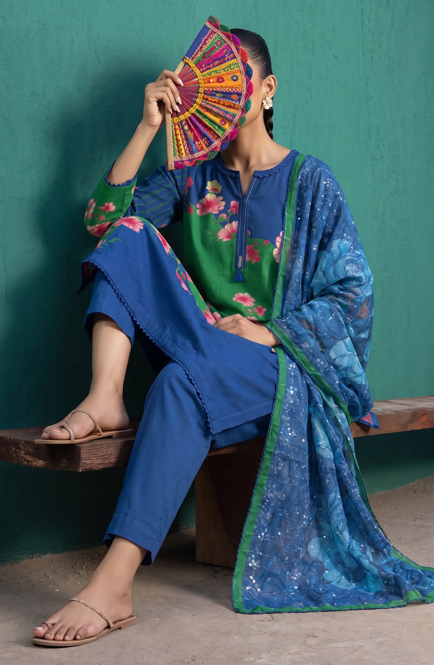 Mehar by Amna Khadija Embroidered Cotton Stitched 3 Piece Suit - AKM-06 - AM26MHER - Blue - Summer Collection
