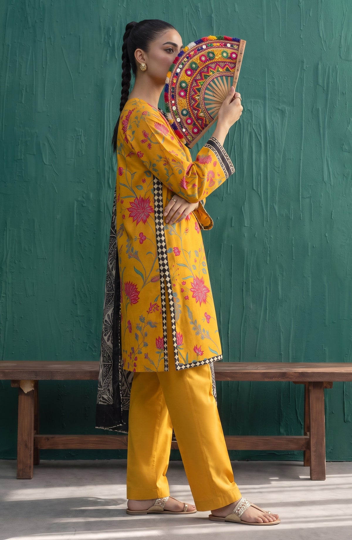 Mehar by Amna Khadija Embroidered Cotton Stitched 3 Piece Suit - AKM-07 - AM26MHER - Yellow - Summer Collection