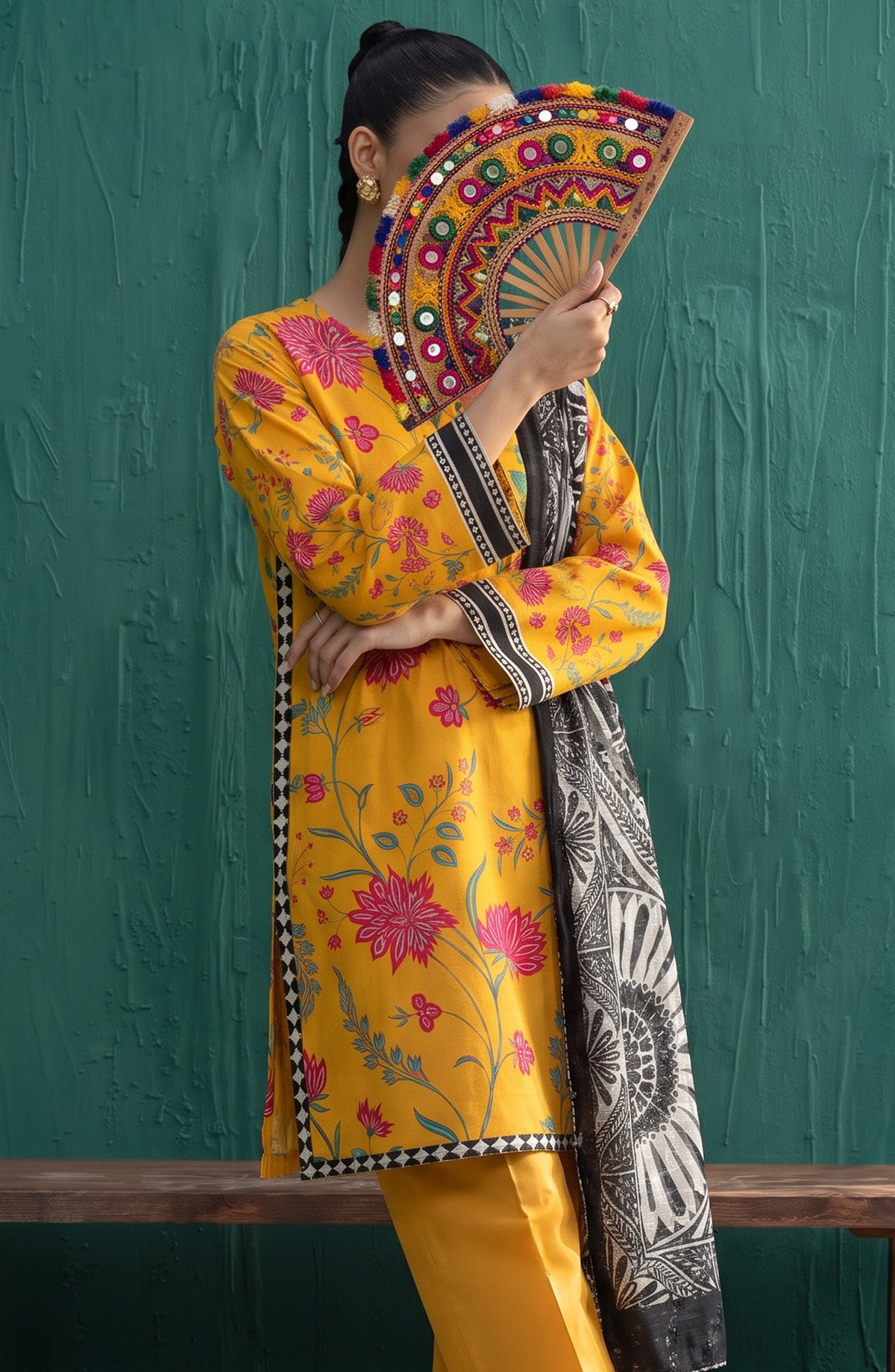 Mehar by Amna Khadija Embroidered Cotton Stitched 3 Piece Suit - AKM-07 - AM26MHER - Yellow - Summer Collection