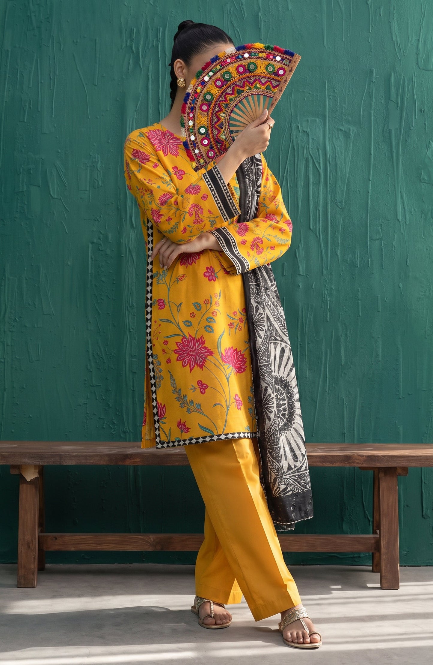 Mehar by Amna Khadija Embroidered Cotton Stitched 3 Piece Suit - AKM-07 - AM26MHER - Yellow - Summer Collection