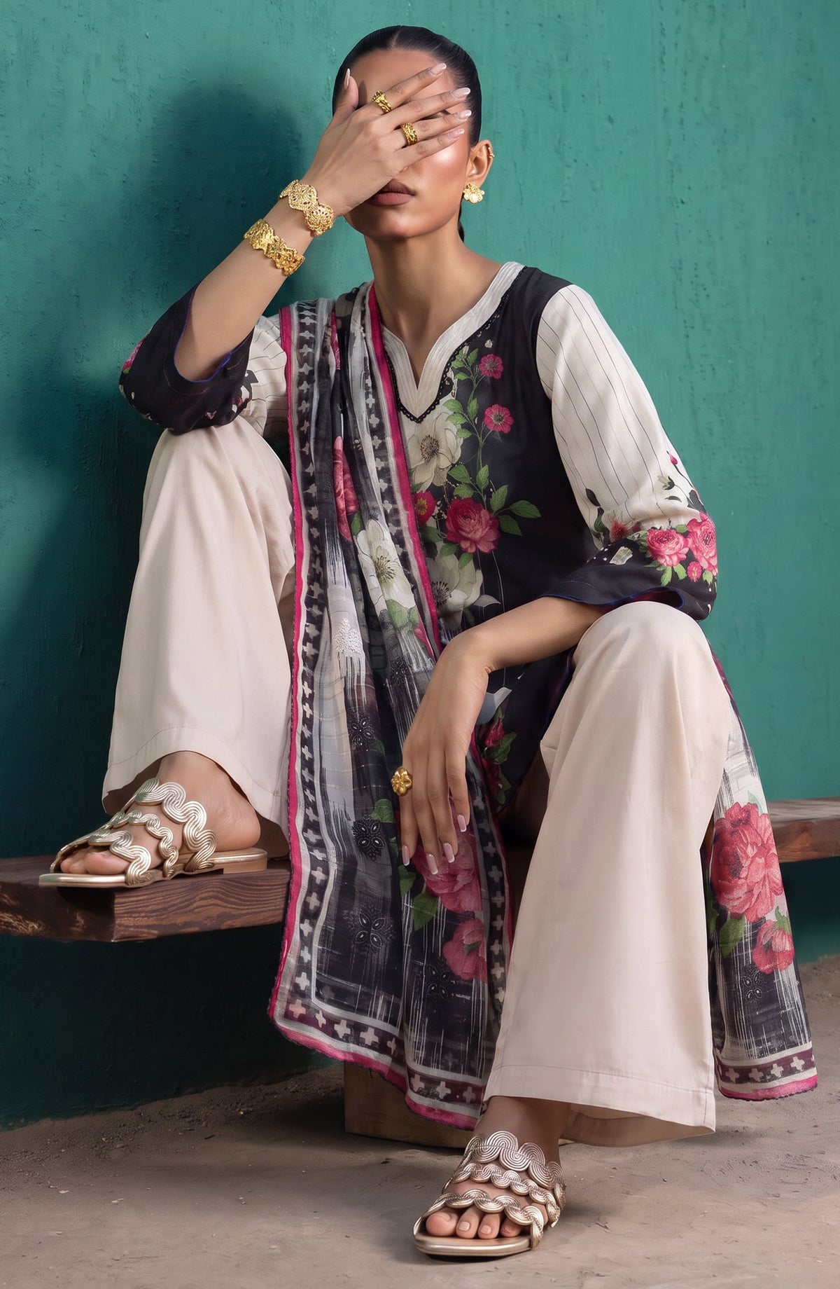 Mehar by Amna Khadija Embroidered Cotton Stitched 3 Piece Suit - AKM-08 - AM26MHER - White - Summer Collection