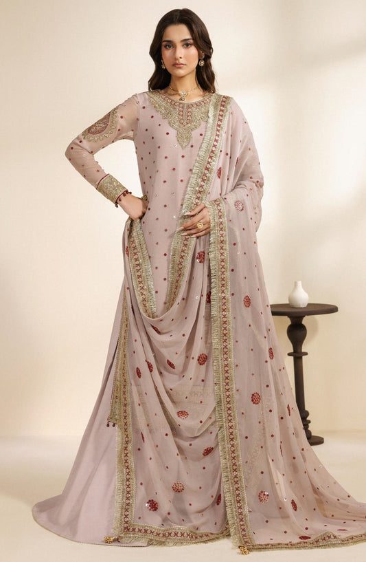 Meraki by Zarif Embroidered Chiffon Unstitched 3 Piece Suit - 06 Sama - ZRF26MRK - Light Purple - Festive Collection