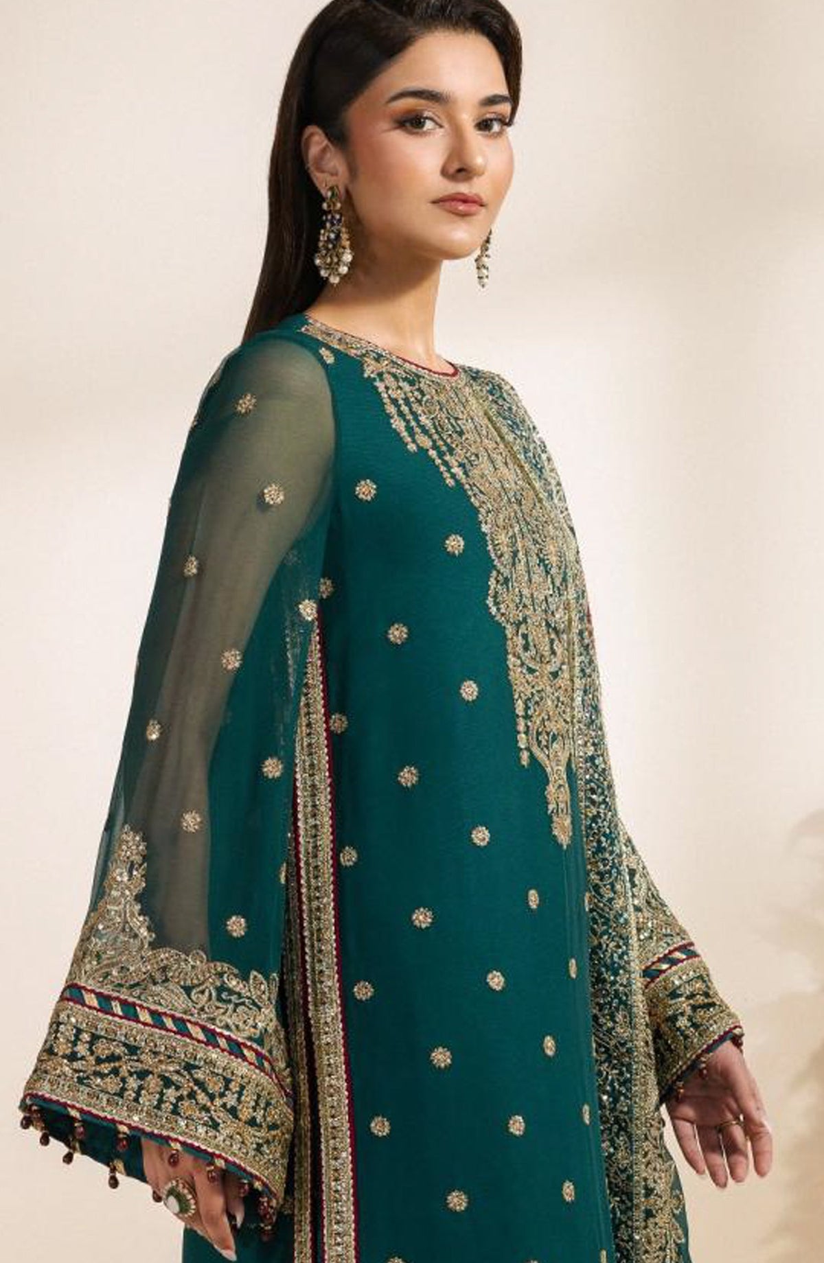 Meraki by Zarif Embroidered Chiffon Unstitched 3 Piece Suit - 05 Sara - ZRF26MRK - Green - Festive Collection
