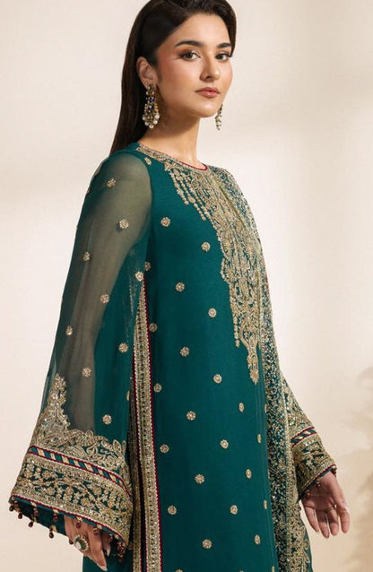 Meraki by Zarif Embroidered Chiffon Unstitched 3 Piece Suit - 05 Sara - ZRF26MRK - Green - Festive Collection