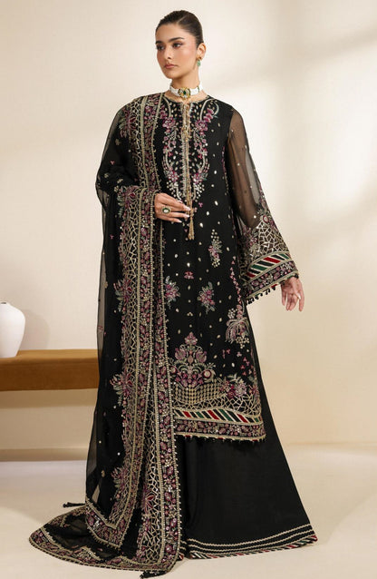 Meraki by Zarif Embroidered Chiffon Unstitched 3 Piece Suit - 02 Mehski - ZRF26MRK - Black - Festive Collection