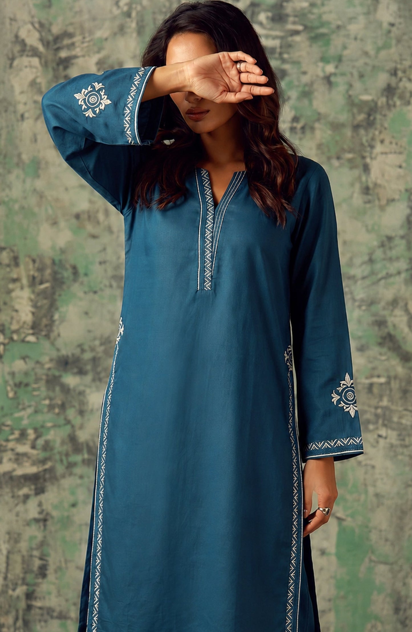 Miras by Amna Khadija Embroidered Cotton Stitched 2 Piece Co-ord Set - AKM-01 - AM26MRAS - Blue - Summer Collection