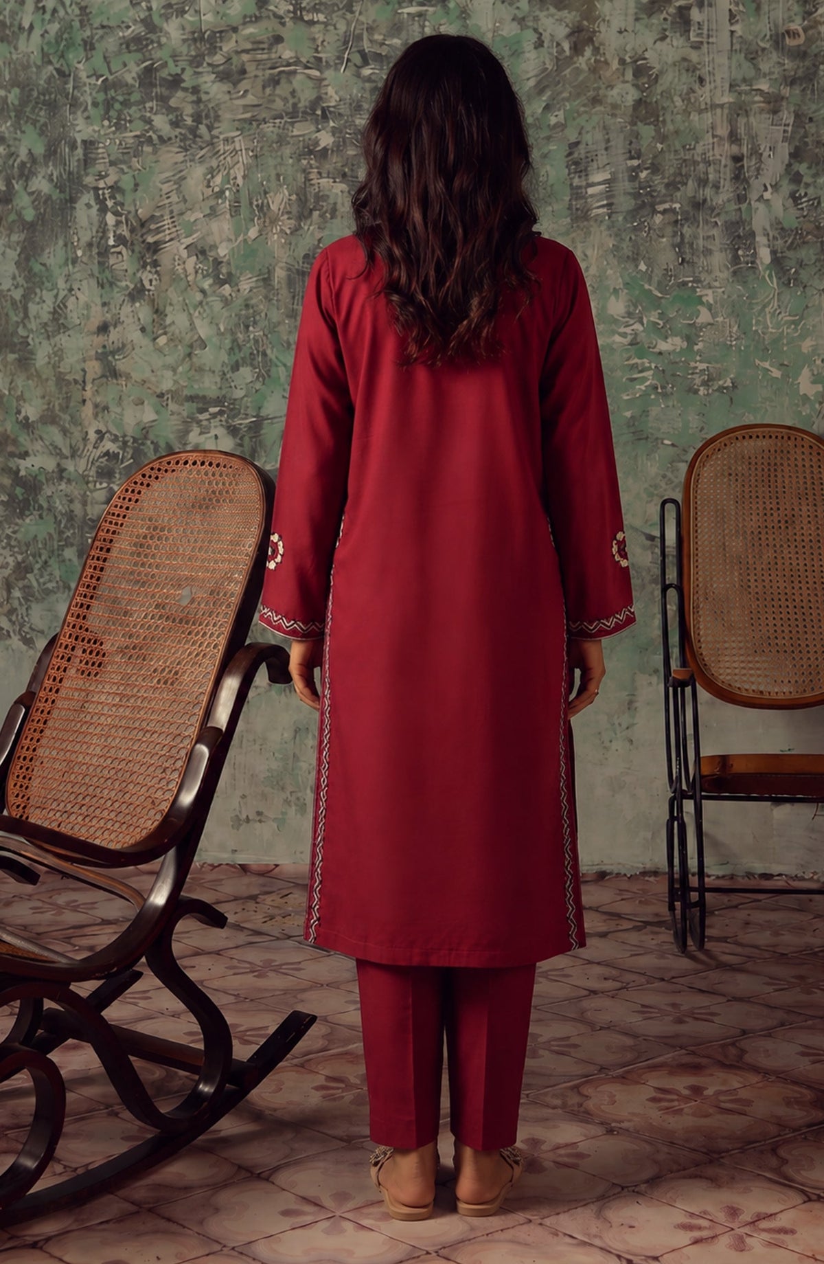 Miras by Amna Khadija Embroidered Cotton Stitched 2 Piece Co-ord Set - AKM-02 - AM26MRAS - Red - Summer Collection