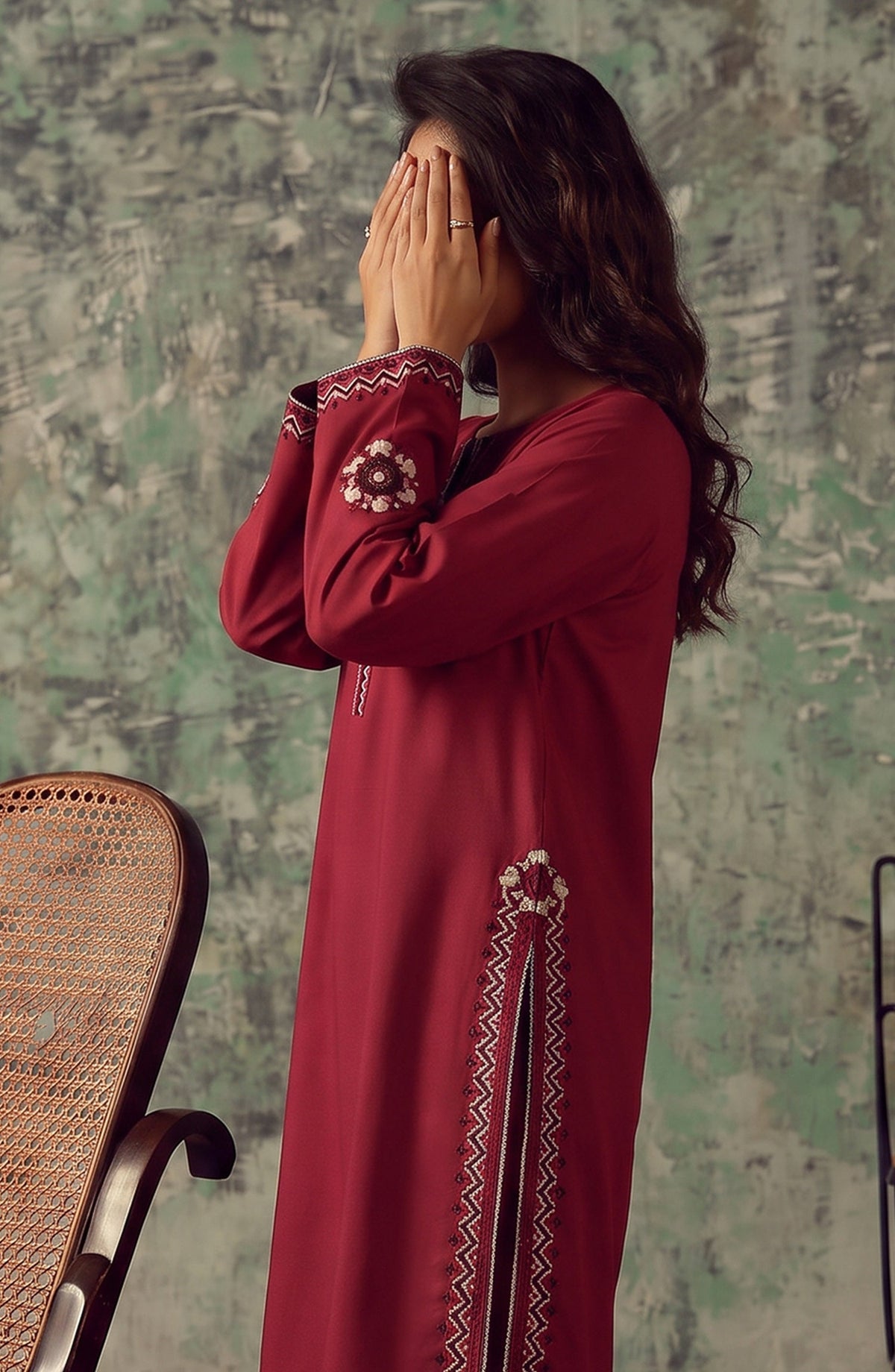 Miras by Amna Khadija Embroidered Cotton Stitched 2 Piece Co-ord Set - AKM-02 - AM26MRAS - Red - Summer Collection