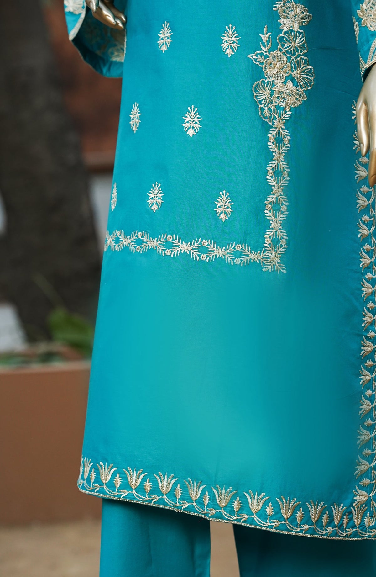 Miss Cotton by Amna Khadija Embroidered Cotton Lawn Stitched 2 Piece Suit - AKMC-01 - AKP26MCT - Ferozi - Summer Collection