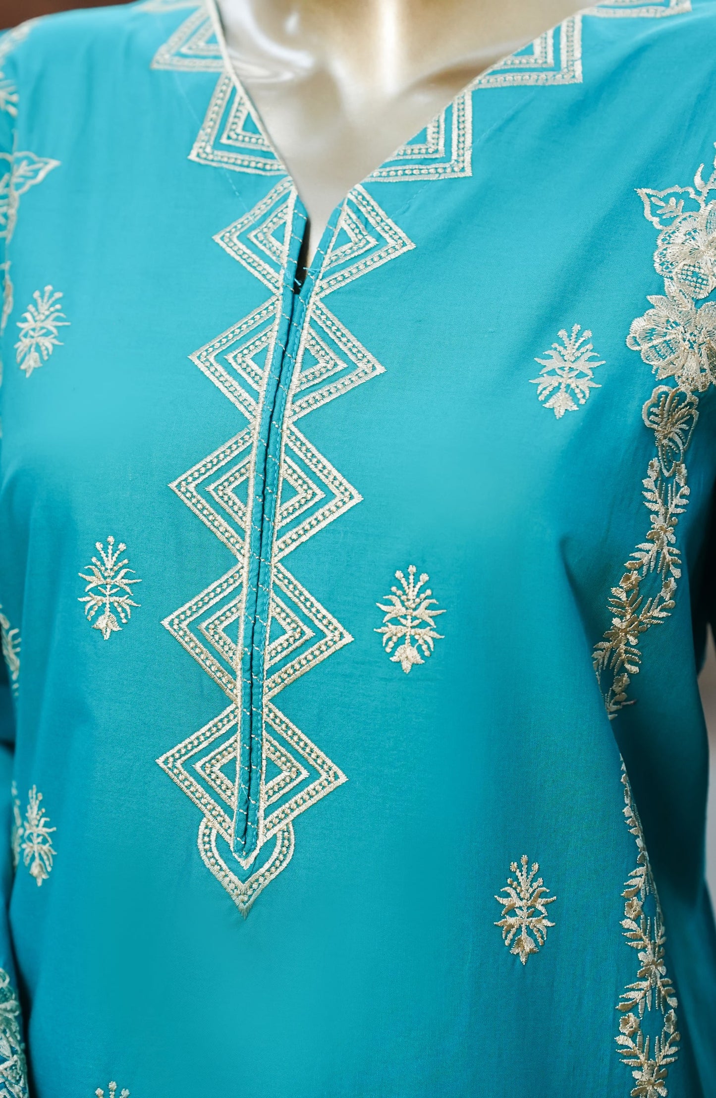 Miss Cotton by Amna Khadija Embroidered Cotton Lawn Stitched 2 Piece Suit - AKMC-01 - AKP26MCT - Ferozi - Summer Collection