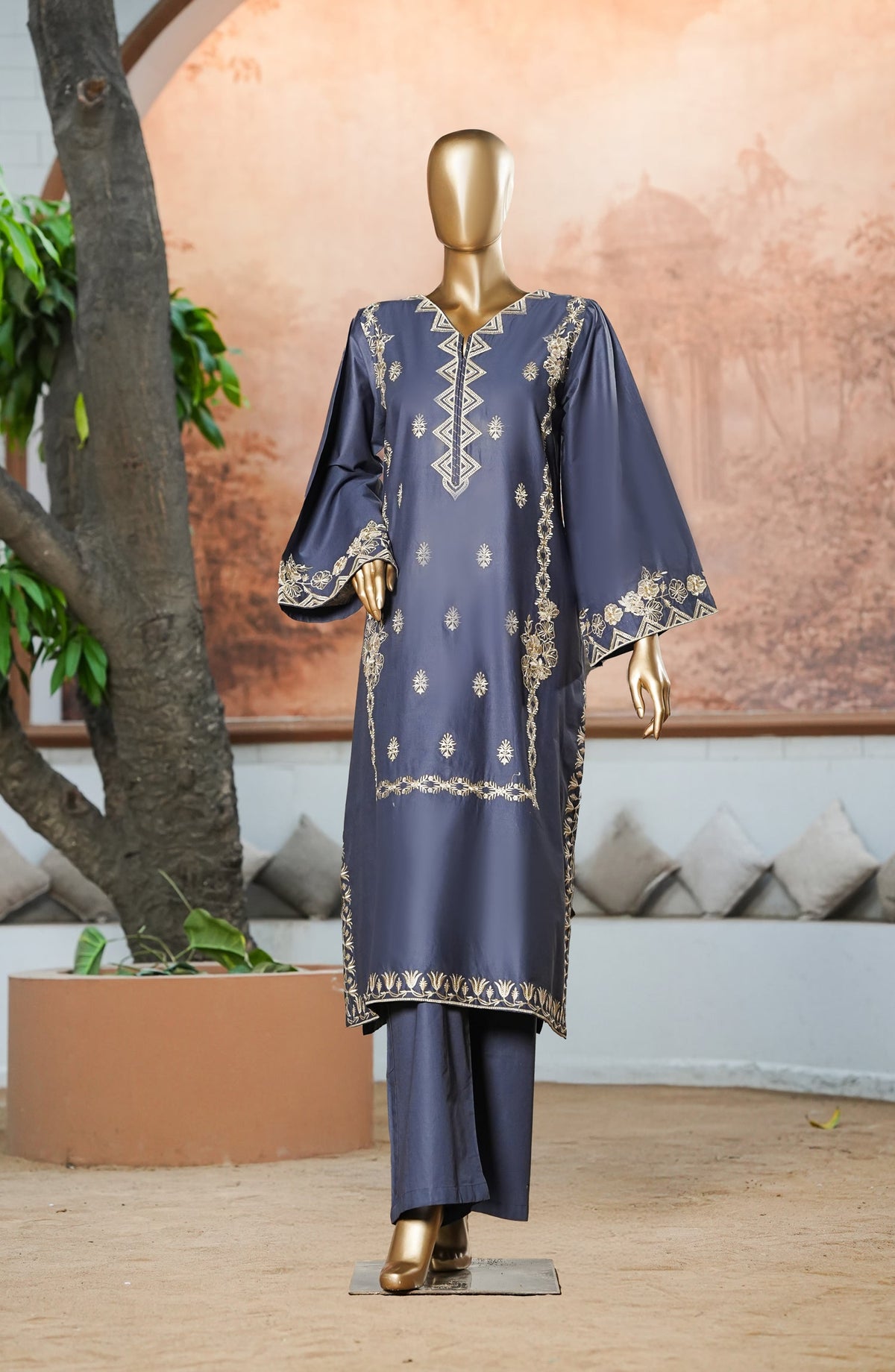 Miss Cotton by Amna Khadija Embroidered Cotton Lawn Stitched 2 Piece Suit - AKMC-02 - AKP26MCT - Blue - Summer Collection