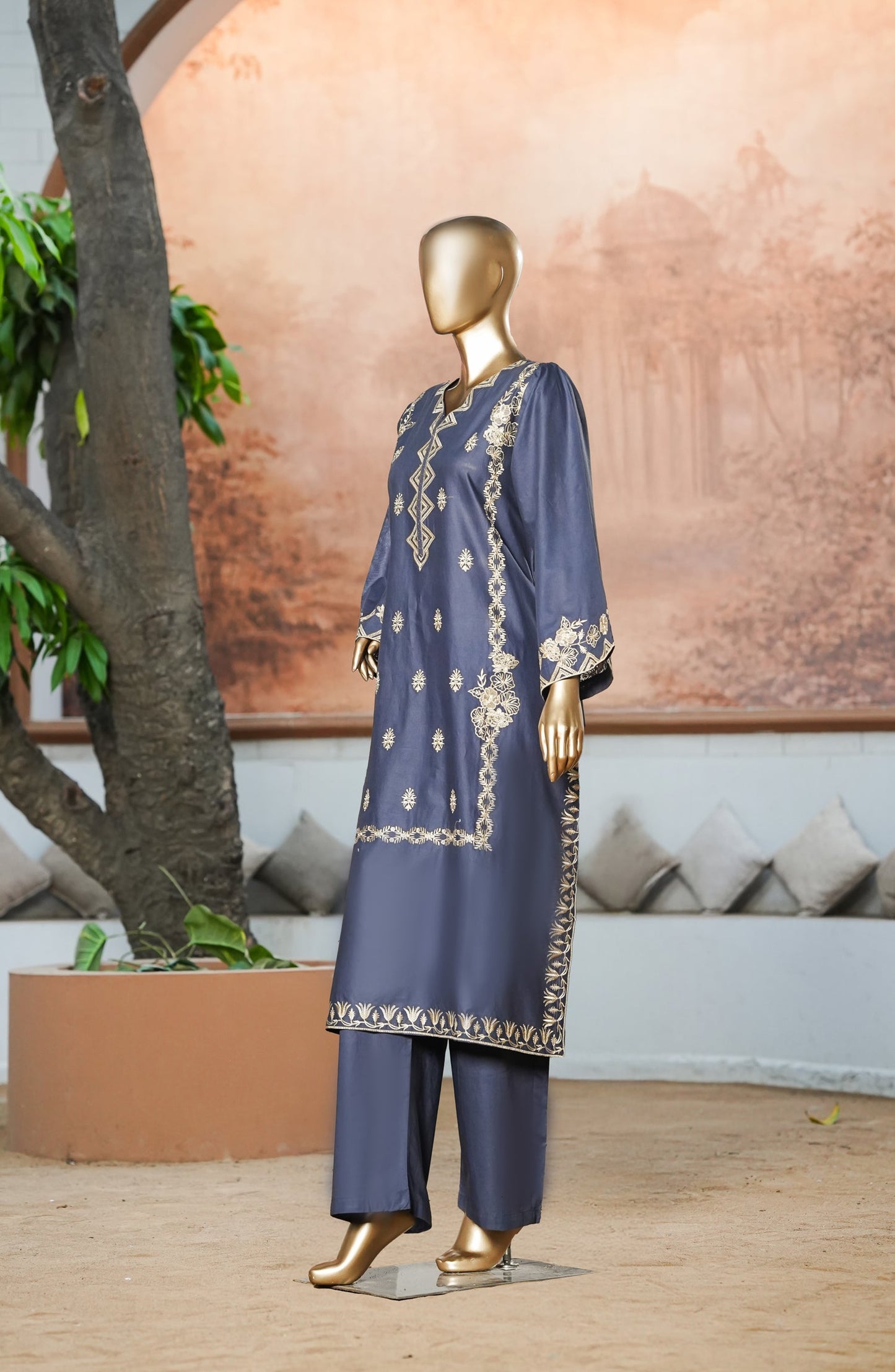 Miss Cotton by Amna Khadija Embroidered Cotton Lawn Stitched 2 Piece Suit - AKMC-02 - AKP26MCT - Blue - Summer Collection